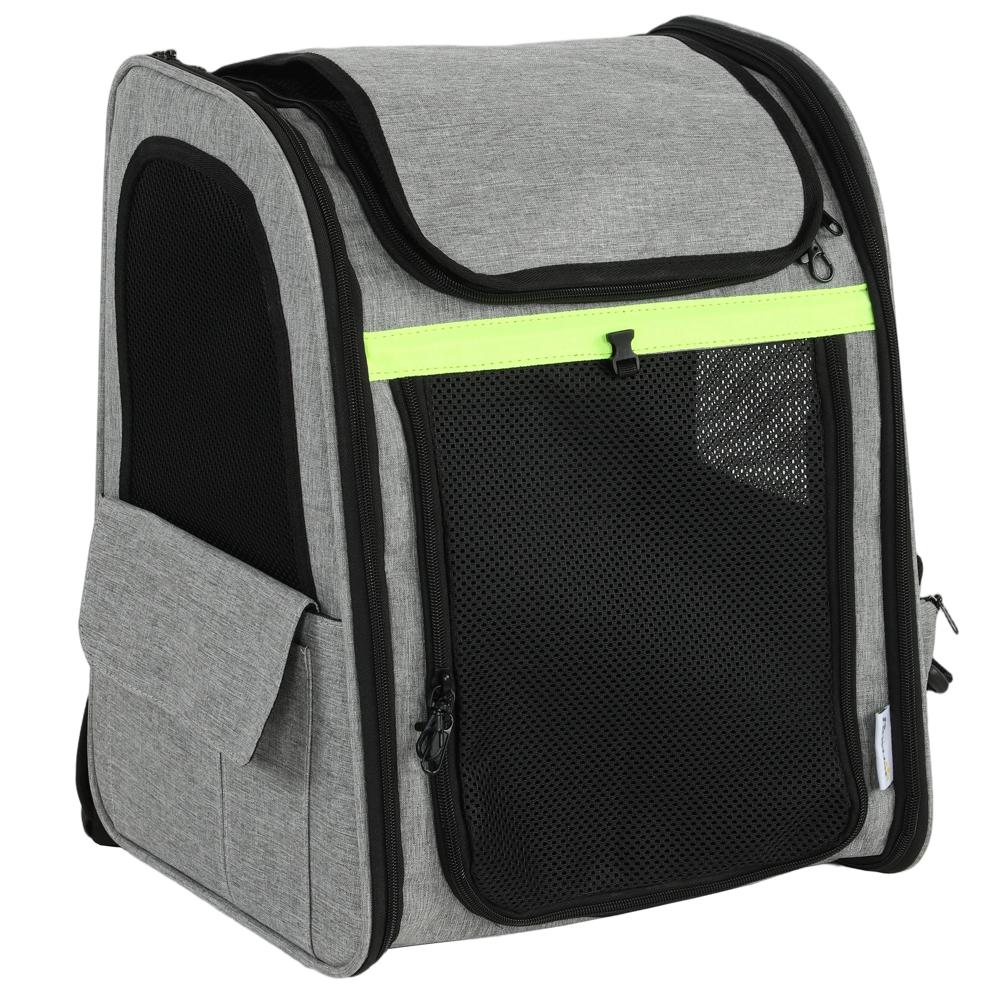 PawHut Hundebox erweiterbar Transportbox Hund 33,5 x 28 x 42 cm Hundetransportbox mit Tür, 5 Taschen, reflektierendem Streifen Transporttasche für Katzen Hunde bis 10 kg Hellgrau Aosom