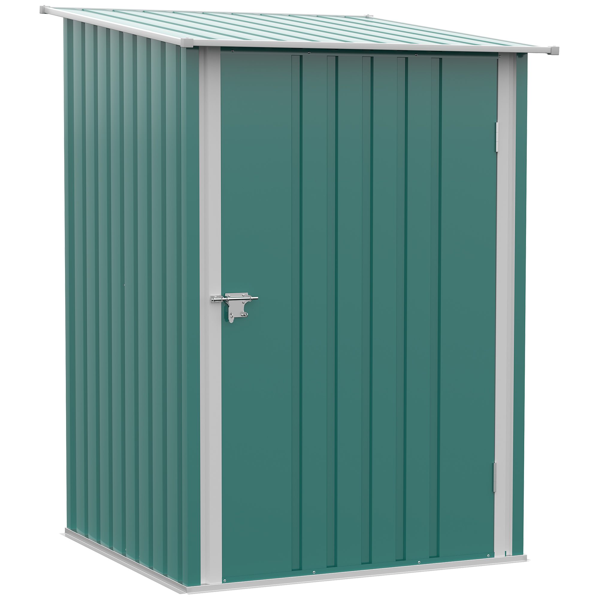 Outsunny Metall Gerätehaus 0,92 m² 100x103x160cm Geräteschuppen mit Pultdach Abschließbarer Tür Gartenhaus Outdoor Garten Schuppen Schrank für Hinterhof Außenbereich Grün Aosom