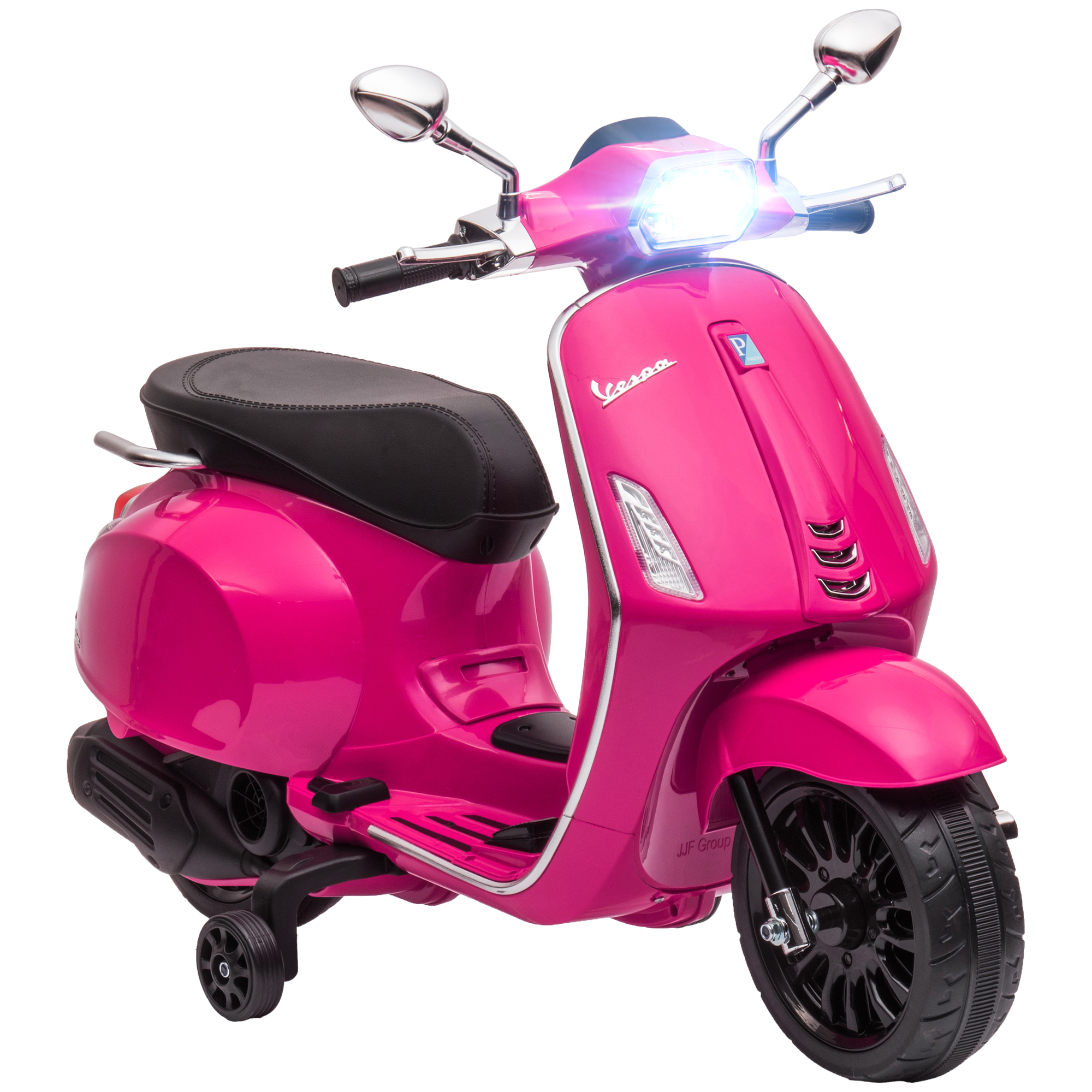AIYAPLAY Elektro Kindermotorrad, Vespa 6V Elektromotorrad mit MP3, USB, FM-Radio, LED-Scheinwerfer, Kinderfahrzeug mit 2 Stützrädern, Elektro Motorrad für 3-6 Jahre Kinder, Rosa   Aosom