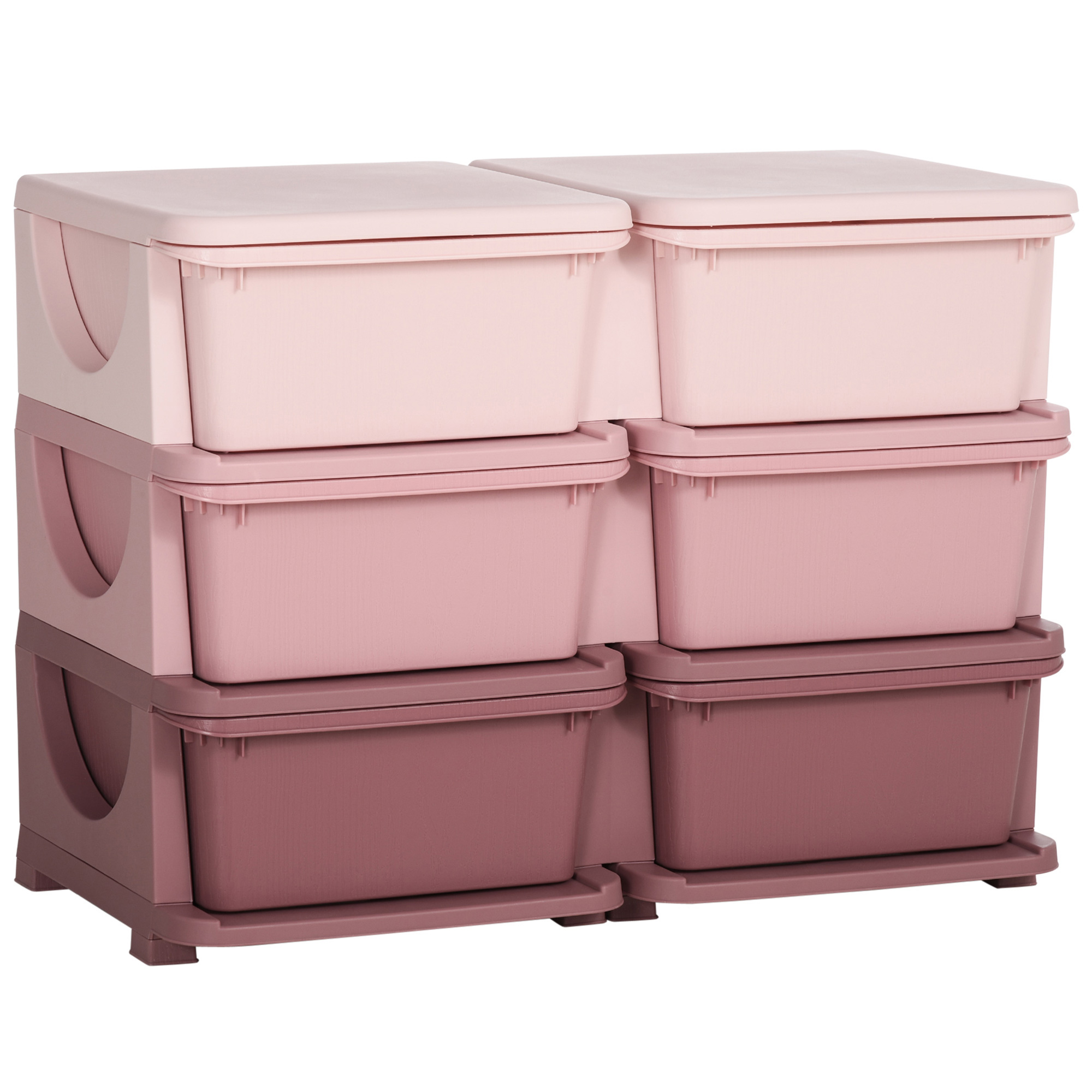 HOMCOM Aufbewahrungsbox Kunststoff, Spielzeugaufbewahrung, 6 Schubladen, Spielzeug Organizer, Kommode Kinderzimmer, Rosa   Aosom