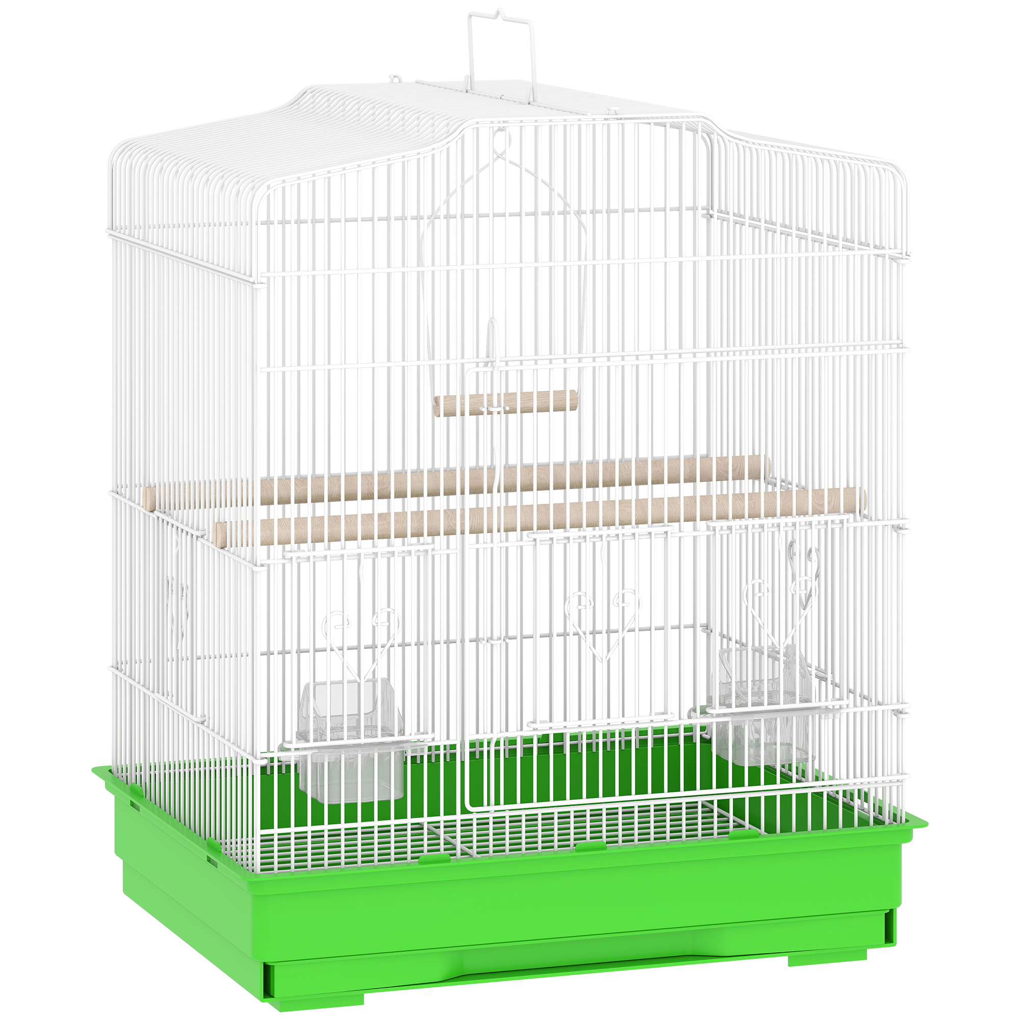 PawHut Vogelkäfig Vogelhaus Vogelvoliere Wellensittich Vogelbauer mit ausnehmbarer Bodenschale Weiß+Grün 46,5 x 36 x 59 cm Aosom