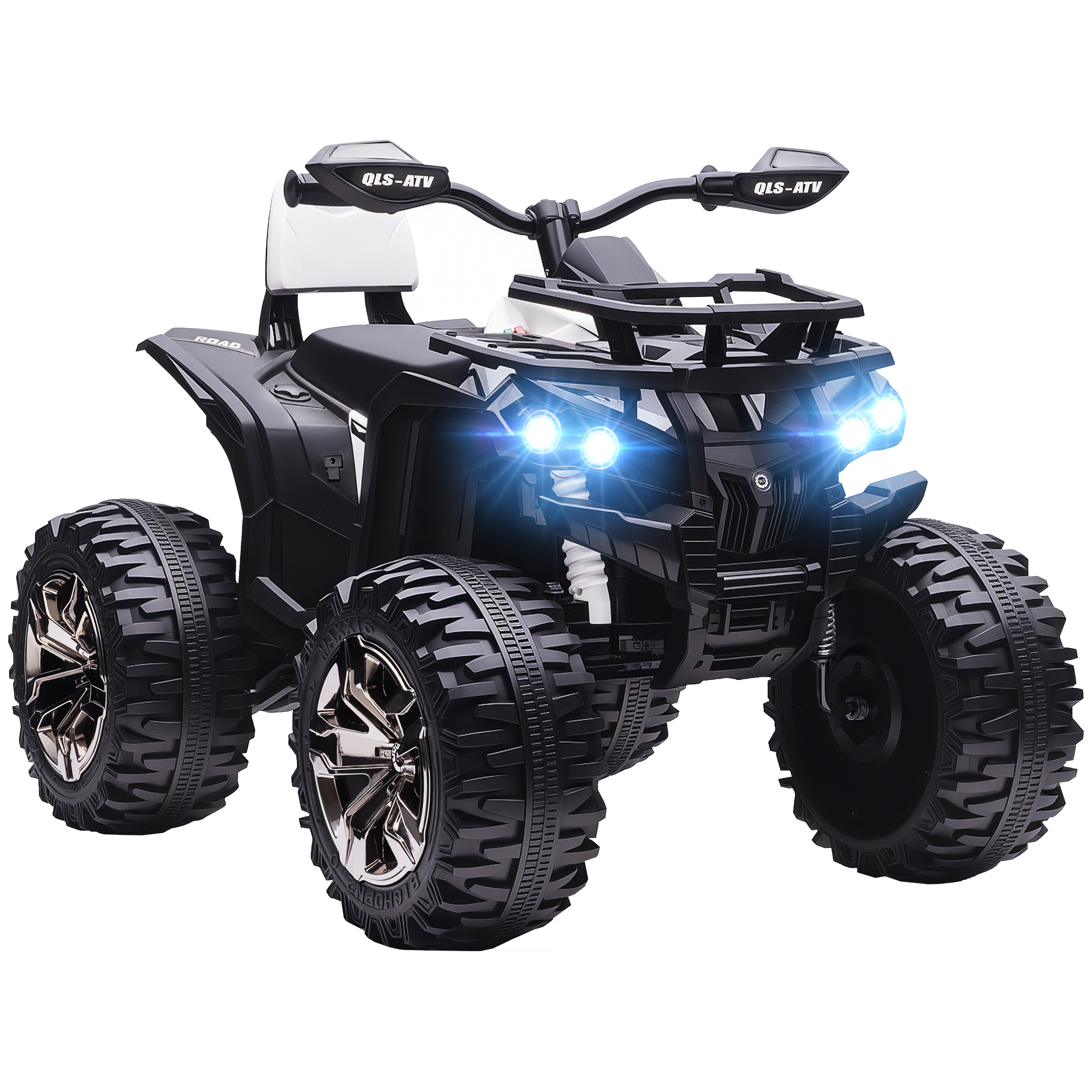HOMCOM Elektro Quad für Kinder, 12V 10Ah Kinder Quad mit Vorwärts-, Rückwärtsfunktion, 2 Motor, USB-Anschluss, MP3-Musikplayer, Kinderfahrzeug mit Scheinwerfer 3-8 km/h, für 3-5 Jahre, Weiß Aosom