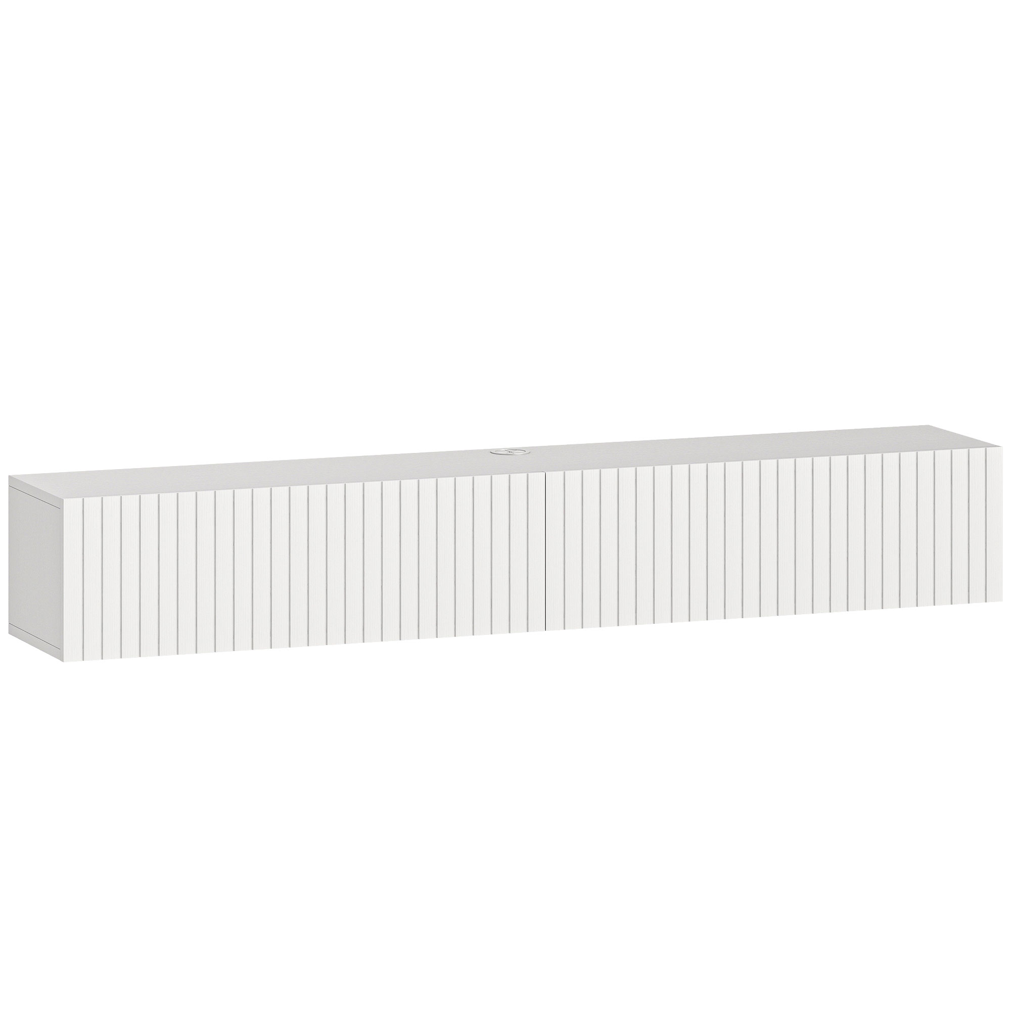 HOMCOM schwebendes TV‑Möbel 140 cm, TV‑Lowboard für Fernseher bis zu 182,9 cm mit 2 geriffelten Klapptüren, wandhängendes Lowboard für Wohnzimmer und Schlafzimmer, weiß Aosom