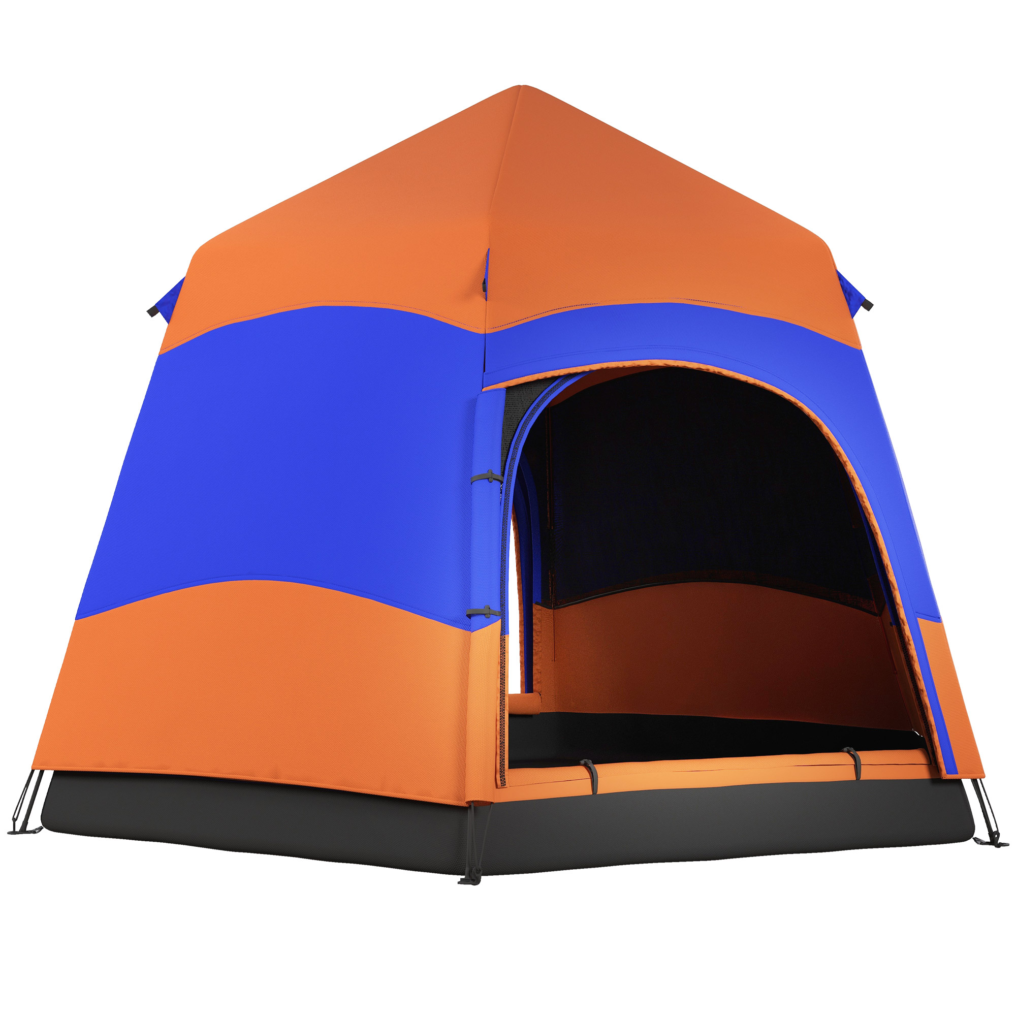 Outsunny Campingzelt 4–6 Personen Familienzelt, Instant-Pop-Up-Zelt mit Regenschutz, Quick Up Zelt wasserdicht mit Moskitonetz und 2 Türen Aosom