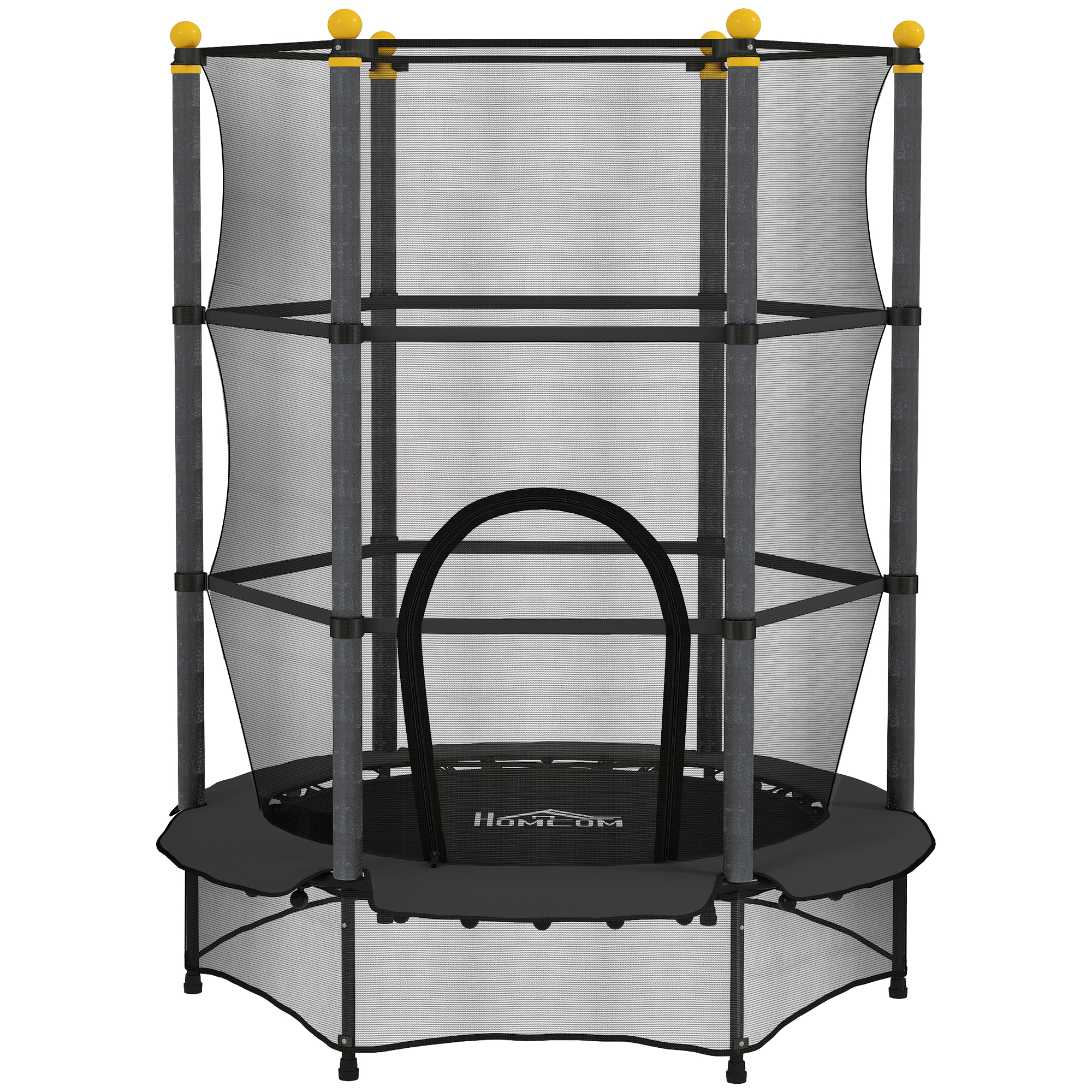 HOMCOM Kindertrampolin Ø140 cm, Trampolin mit Sicherheitsnetz, Randabdeckung, Gartentrampolin für Kinder 3-10 Jahre, bis 50 kg belastbar, Schwarz Aosom