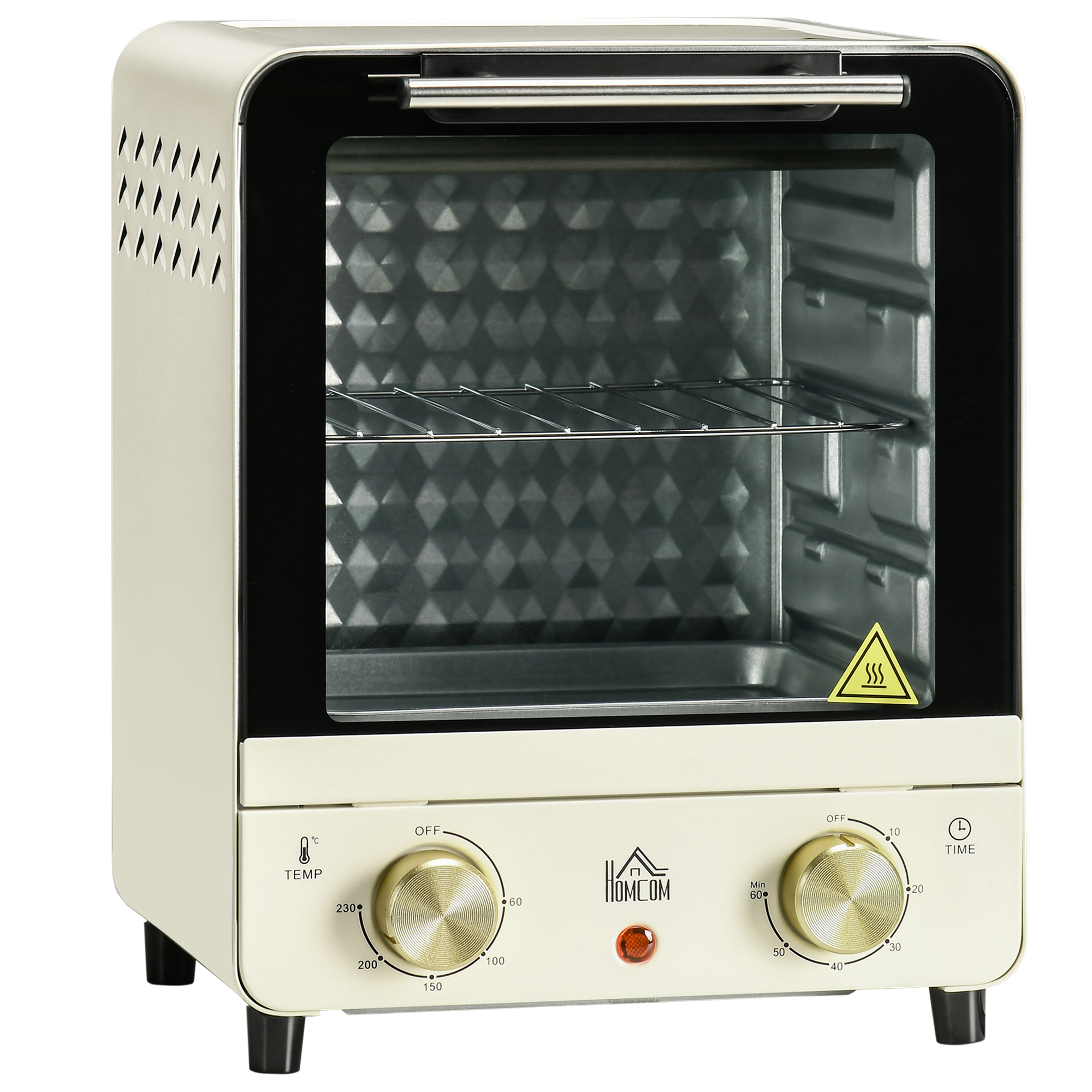 HOMCOM Minibackofen 15L mit Umluft 1000W 60-230°C, 1 Std. Timer, Pizza-Ofen inkl. Backblech & Krümelblech, cremeweiß Aosom.de