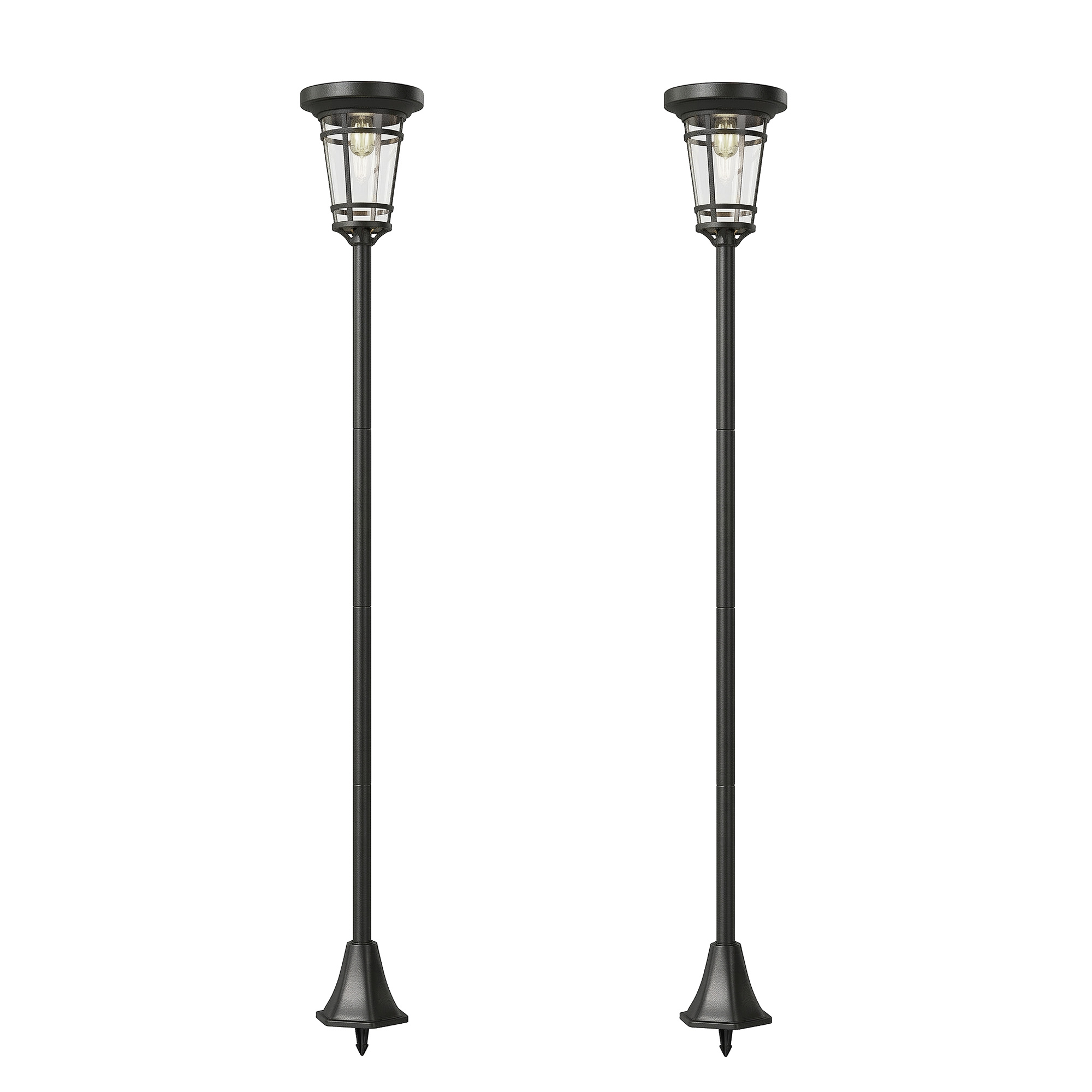 Outsunny Solar Laterne 2er-Set Stehleuchte 180cm Höhenverstellbar Außen Gartenlaterne mit 2 Helligkeitsmodi Lichtsensor Schalter, IP44 Solar Laternen Solarlampen Solarlaterne für Garten Balkon Aosom