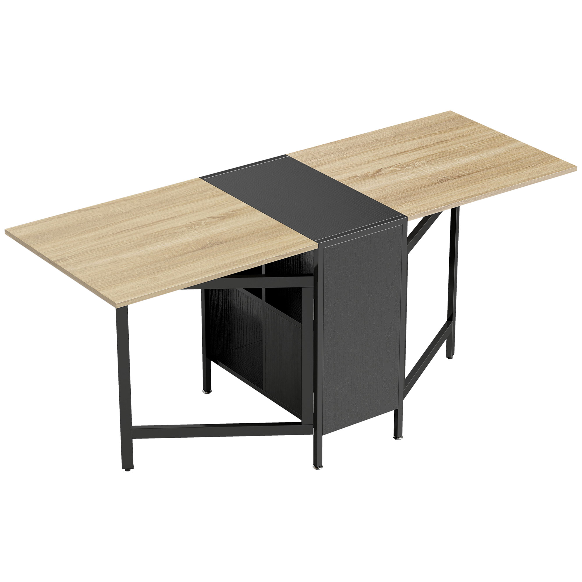 HOMCOM Esstisch Klappbar Küchentisch mit Offenen Ablage, platzsparend Klapptisch Esszimmertisch für Kleine Räume, Esszimmer, Küche 169 x 60 x 75 cm Dunkelholzfarbe+Schwarz Aosom