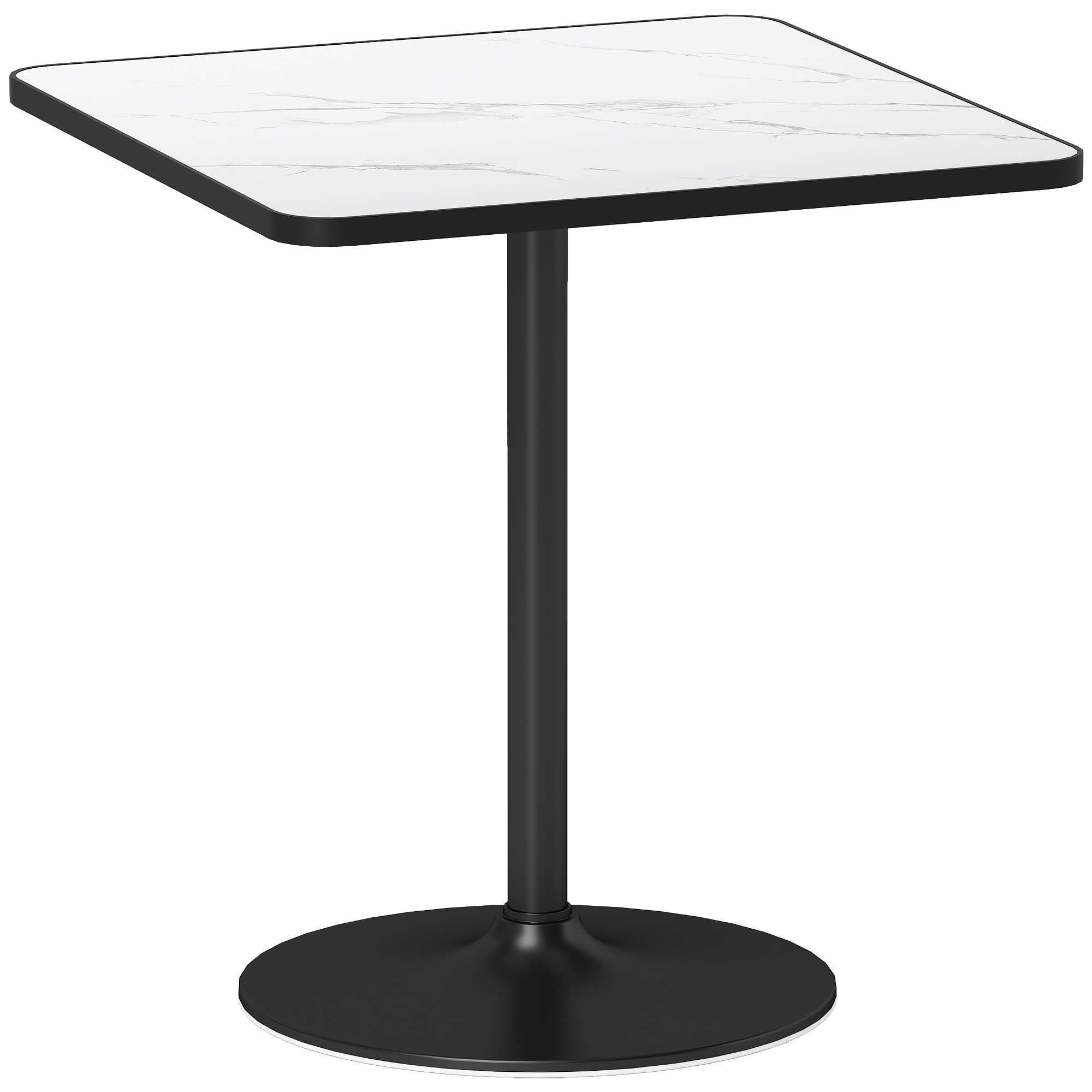 HOMCOM Esstisch, 70 x 70 cm quadratischer Küchentisch für 4 Personen, Modern Esszimmertisch mit Marmor-Optik, Metallgestell, für Küche, Esszimmer, Wohnzimmer, Weiß Aosom