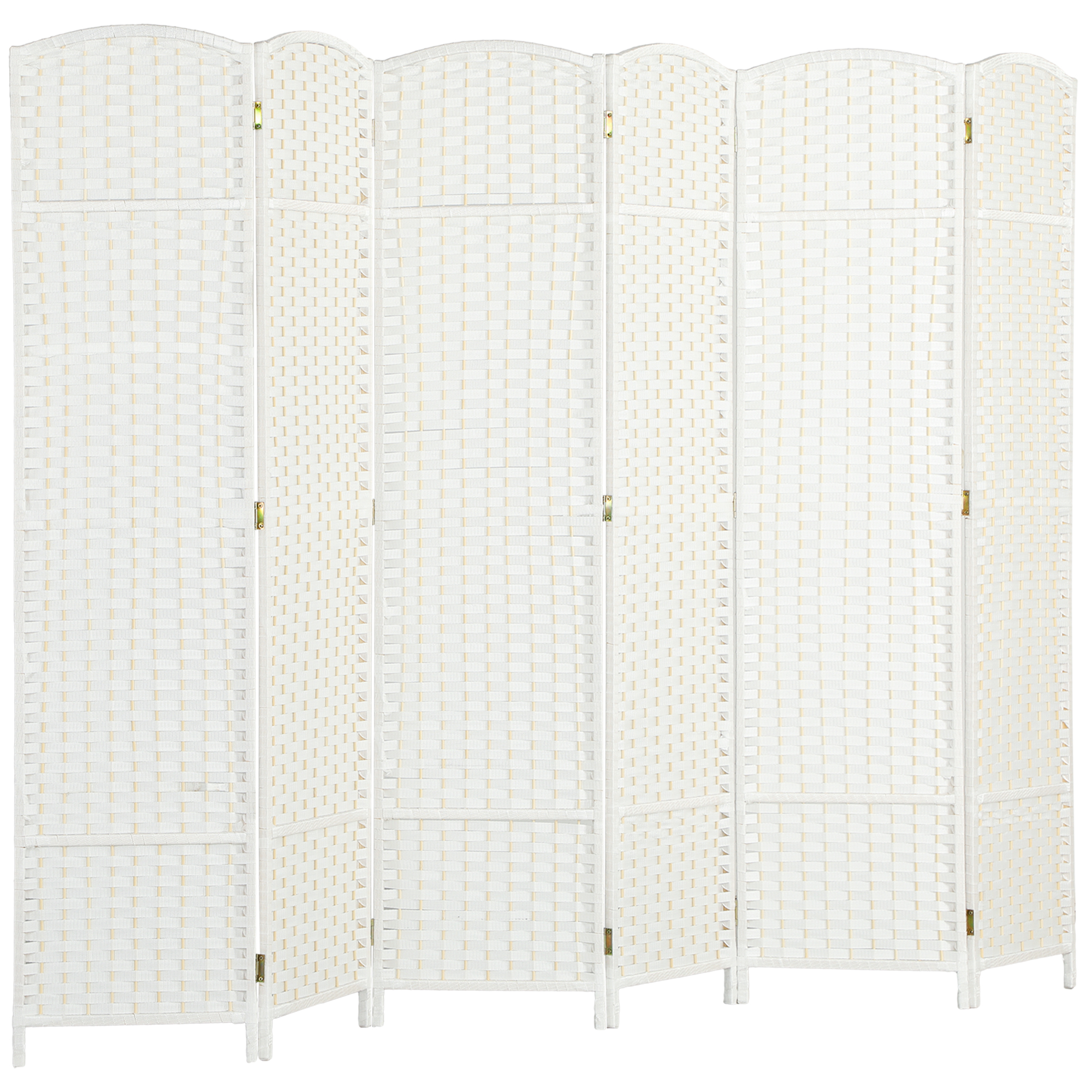 HOMCOM Paravent 6-teilig 240 x 170 cm Raumteiler Faltbar Trennwand aus Bambus, Sichtschutz Raumtrenner Stellwand für Wohnzimmer Weiß Aosom