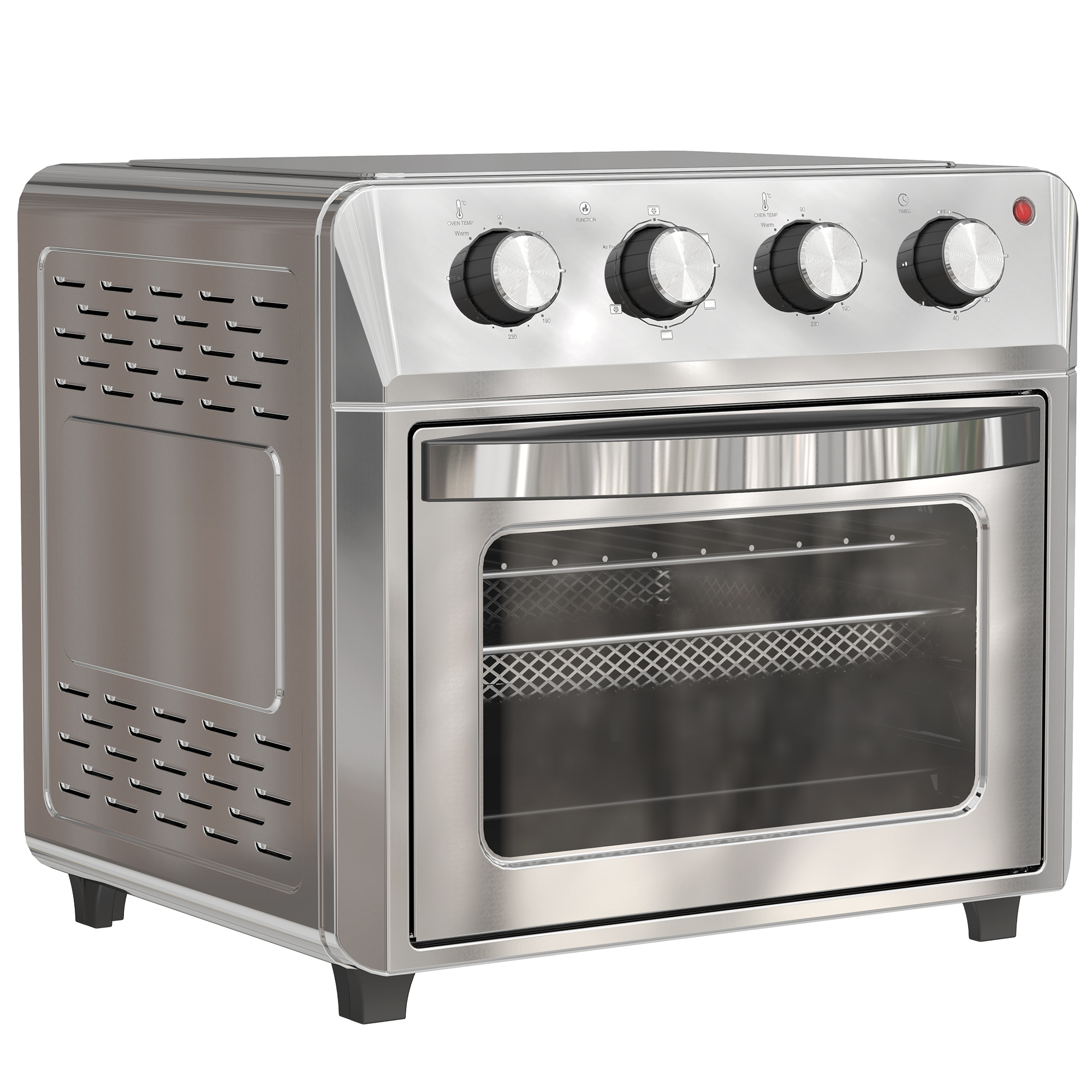 HOMCOM Mini Backofen mit Umluft, 24 L 1600W 90-230℃ Heißluftofen mit 60 Min. Heißluftfritteuse, 6 Heizmodi, Timer, Zubehör, 24L, Silber Aosom