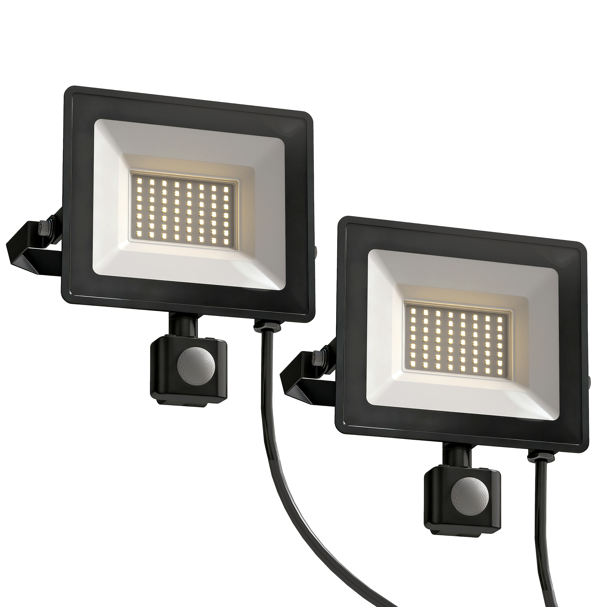 HOMCOM Baustrahler 2er Set 50W 5500LM 6000K IP65 Drehbar Dimmbar Arbeitsleuchte mit 3 Lichtmodi Kabel, tragbar Werkstattlampe für Garage Werkstatt Baustelle Aosom