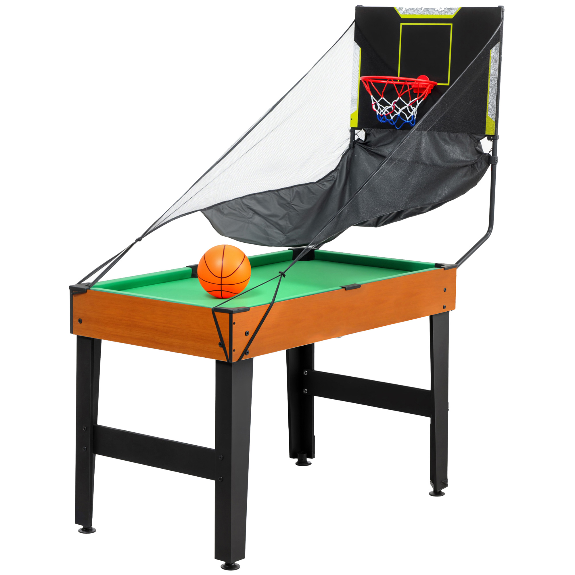 SPORTNOW 5-in-1 Multi Spieltisch Multifunktionstisch mit Tischtennis Billardtisch Tischfußball Hockey Basketball Kickertisch inkl Zubehör Spieletisch für Spielzimmer Bars Partys für Kinder Erwachsene Aosom