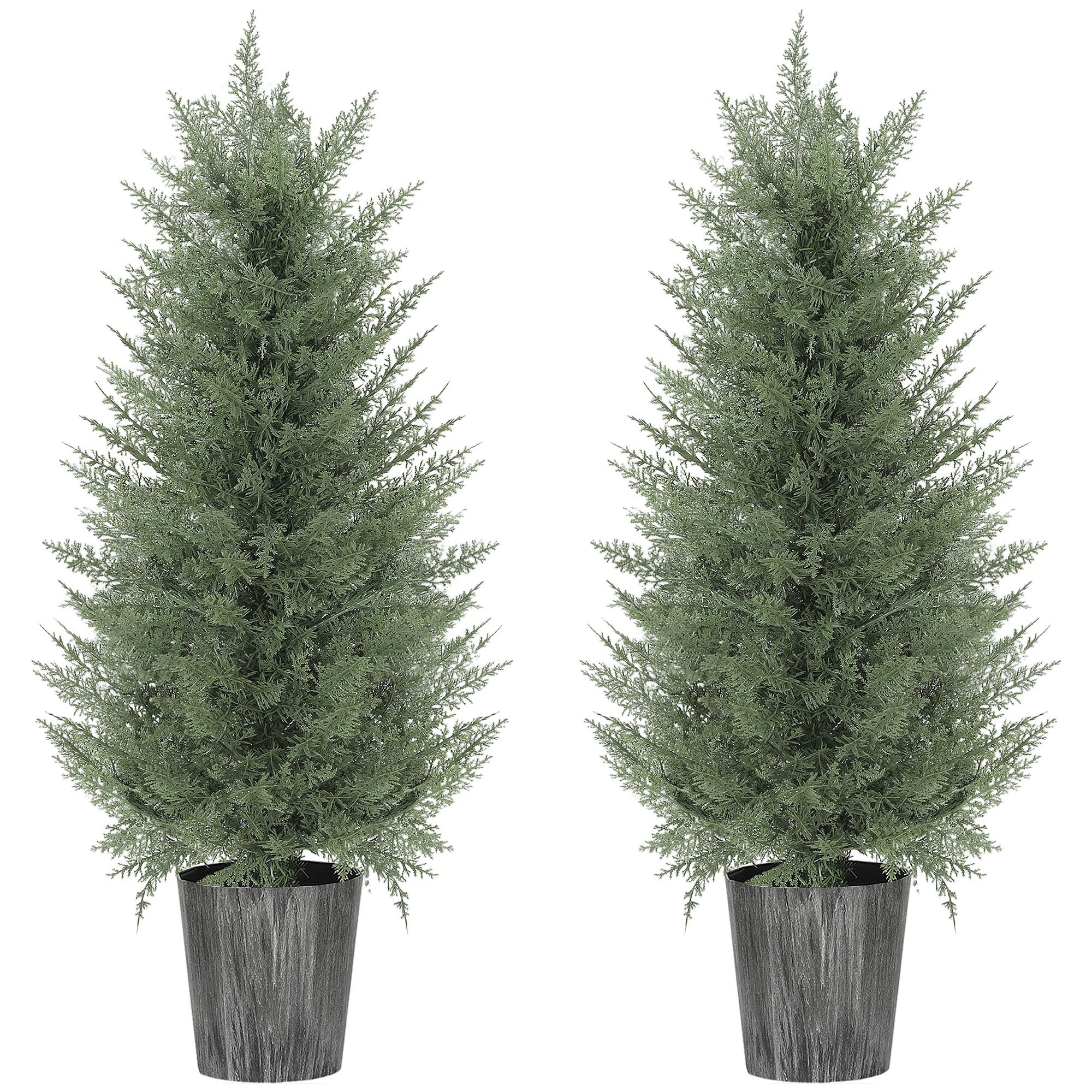 HOMCOM 2er Set Künstliche Zypressenbäume groß 90cm Kunstpflanze, Plastik Künstliche Pflanzen im Topf, Kunstbaum Fake Plant wie echt für Wohnzimmer Schlafzimmer Büro Garten Moderne Dekoration Geschenk Aosom