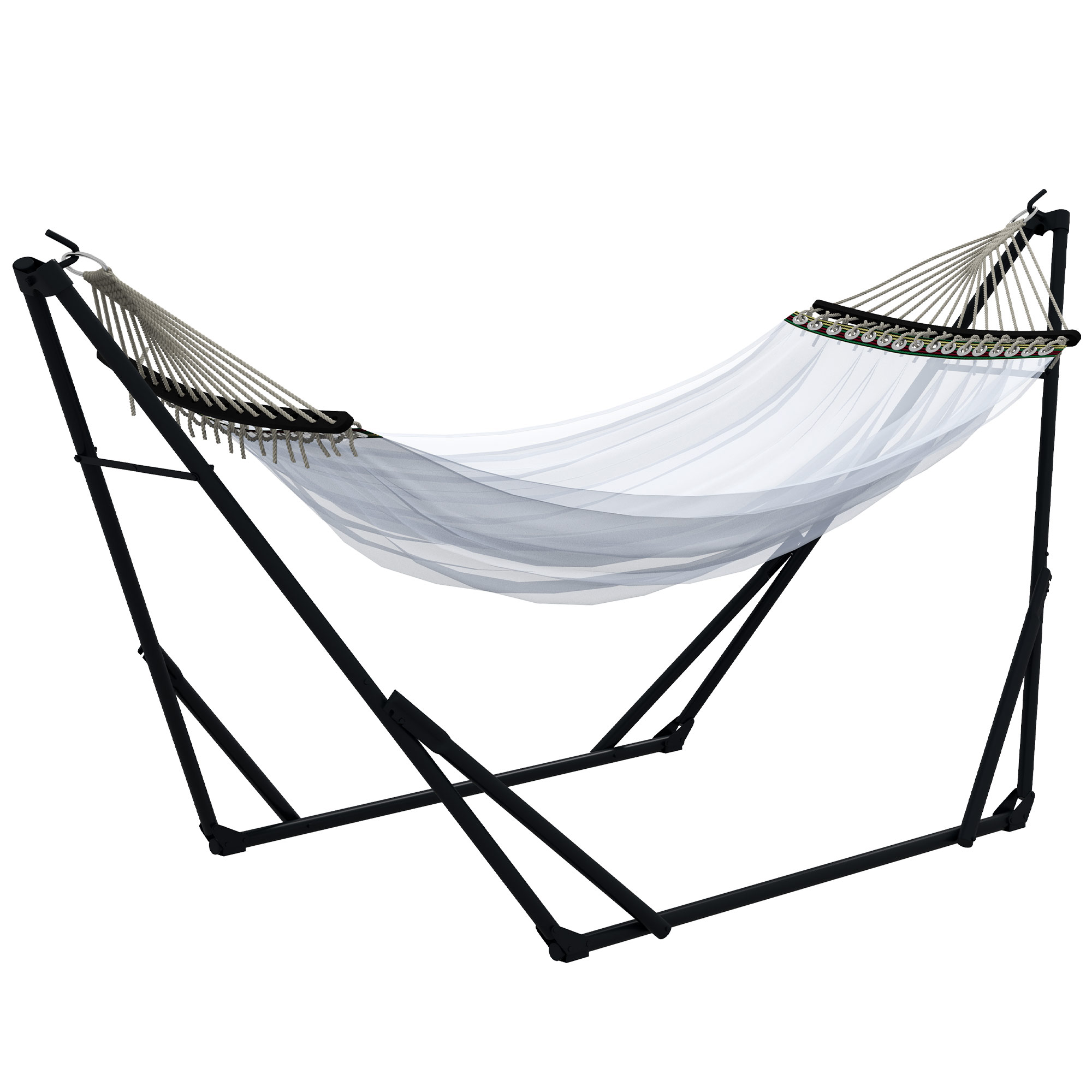 Outsunny Hängemattengestell mit Hängematte und Tragetasche, stabiler Stahl, bis 120 kg belastbar, ideal für Garten & Balkon   Aosom.de