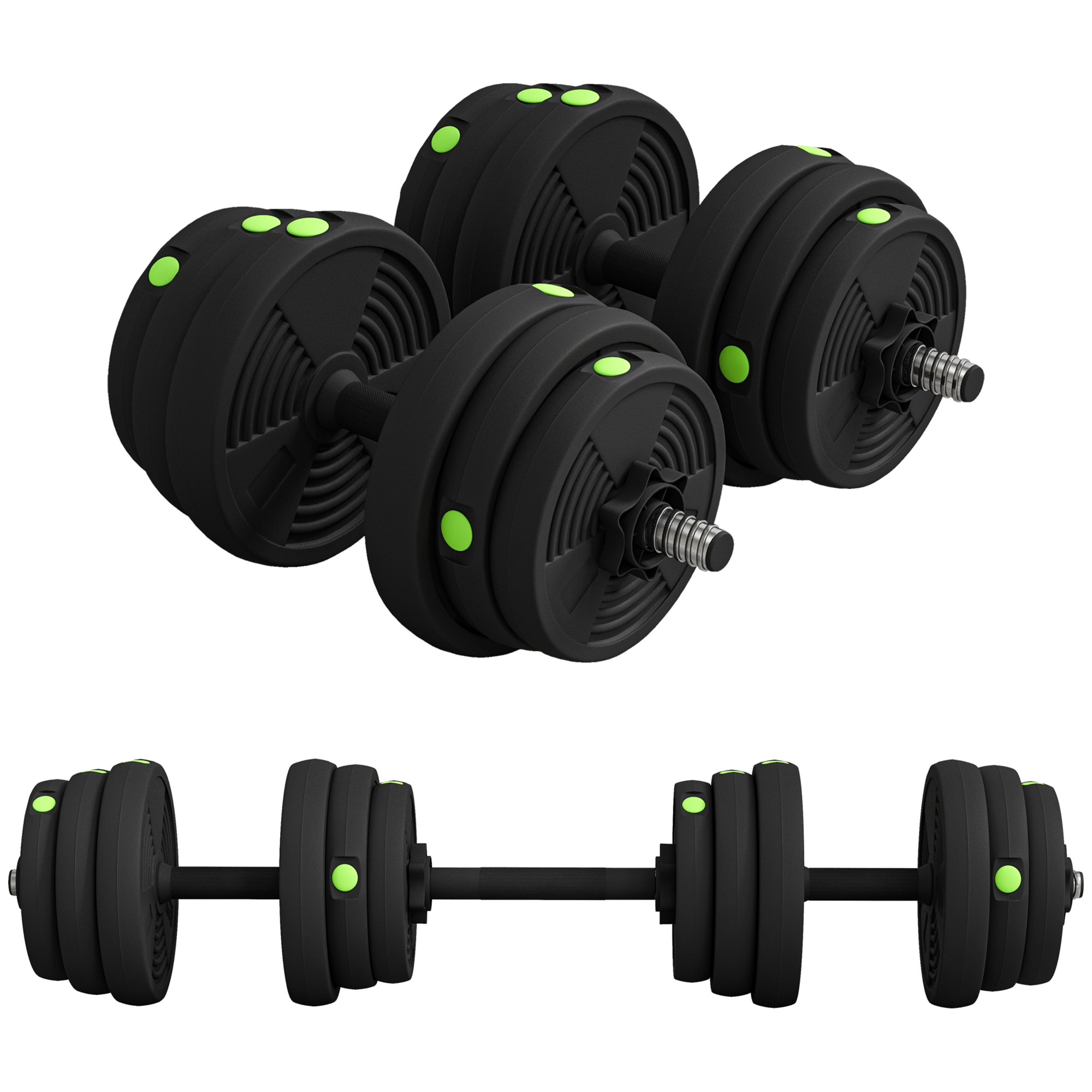 SPORTNOW 2-in-1 Hantel Set, 25 kg verstellbar Dumbbell Set mit 8 Hantelscheiben, bodenschonend für Krafttraining, Fitness, Gewichtheben, Schwarz Aosom
