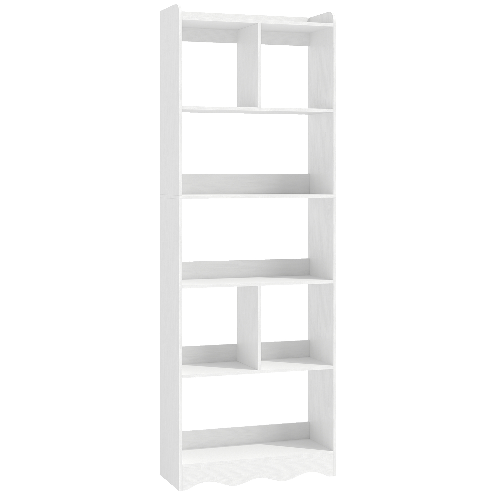 HOMCOM Regal mit 6 Ablagen, platzsparendes schmales Regal mit geteilten offenen Regalböden, Ablageregal für Wohnzimmer Büro Schlafzimmer, 60x23.6x170 cm, Weiß Aosom