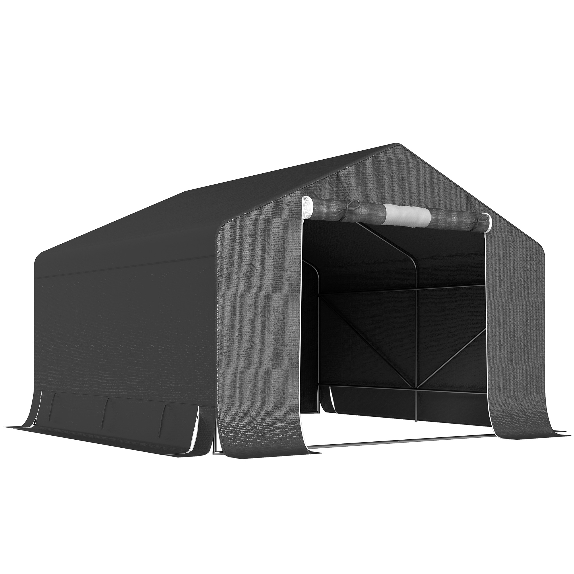 Outsunny Garagenzelt 300 x 300 x 210 cm wasserdicht Fahrradgarage mit aufrollbar Reißverschlusstür & Seitenwand Fenster, Handschuhe wetterfest Carport Lagerzelt Gerätezelt für Gartengeräte Fahrräder Aosom
