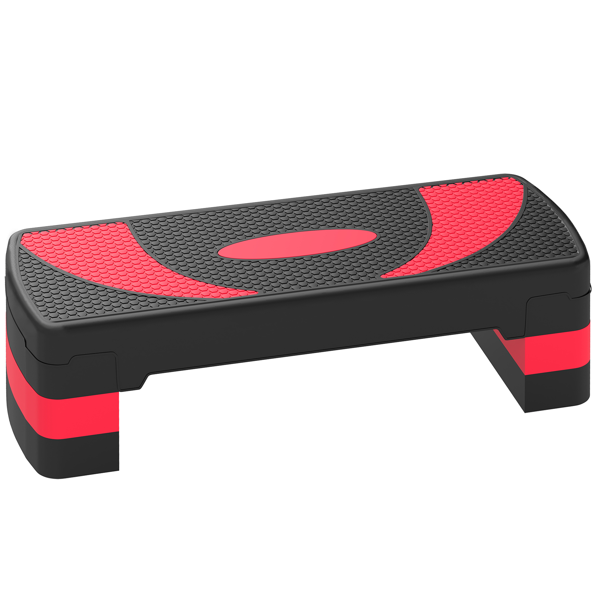 HOMCOM Steppbrett Aerobic-Stepper höhenverstellbar mit 3 Stufen (10/15/20 cm) Fitness Heimtrainer für Indoor Outdoor Belastbarkeit bis 150 kg Rot Aosom