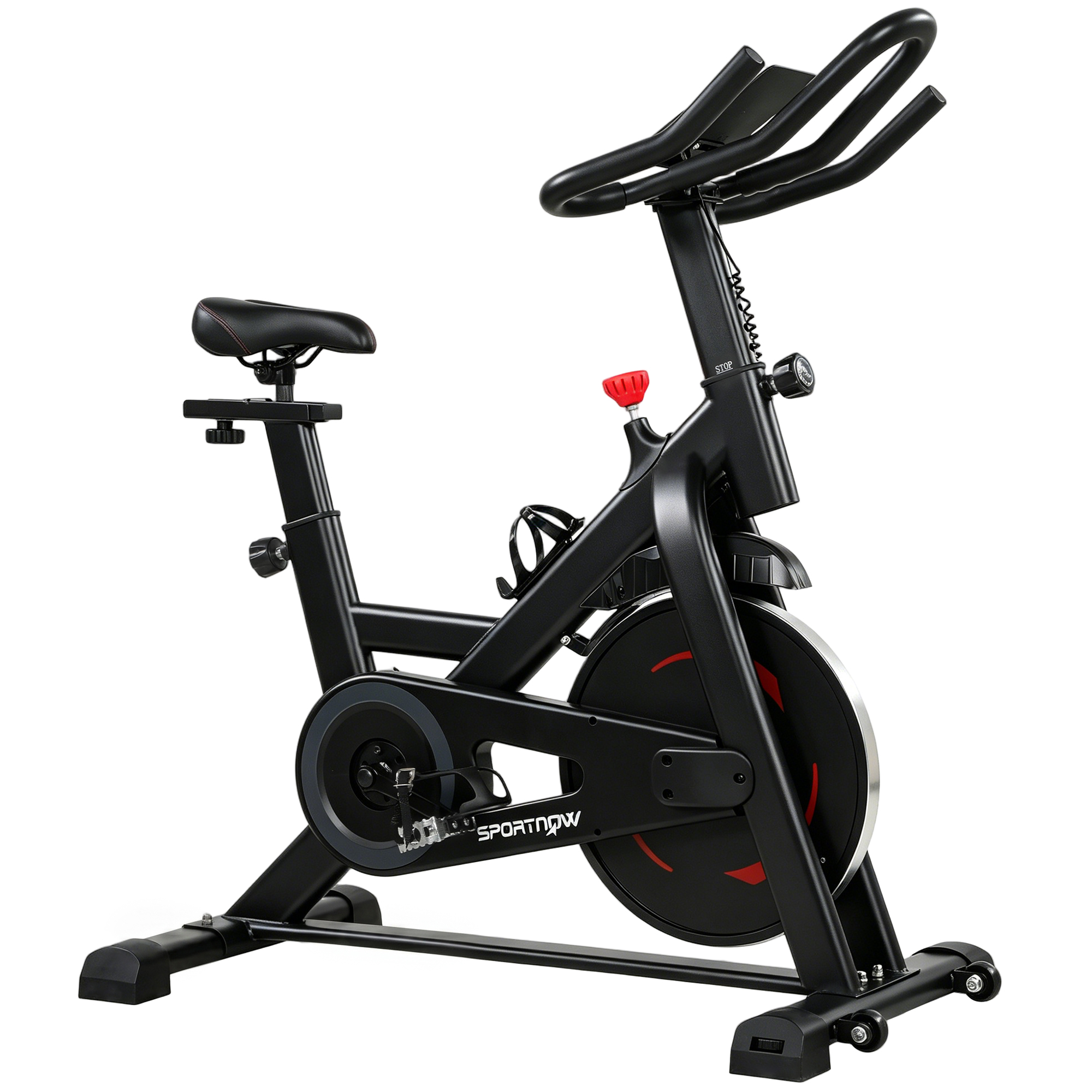 SPORTNOW Heimtrainer Fahrrad Höhenverstellbar Hometrainer mit Magnetwiderstand APP LCD-Monitor verstellbar Lenker Handyhalter Getränkehalter, Leise Stabil Ergometer Fitnessbike Indoor Cycling Bike Aosom