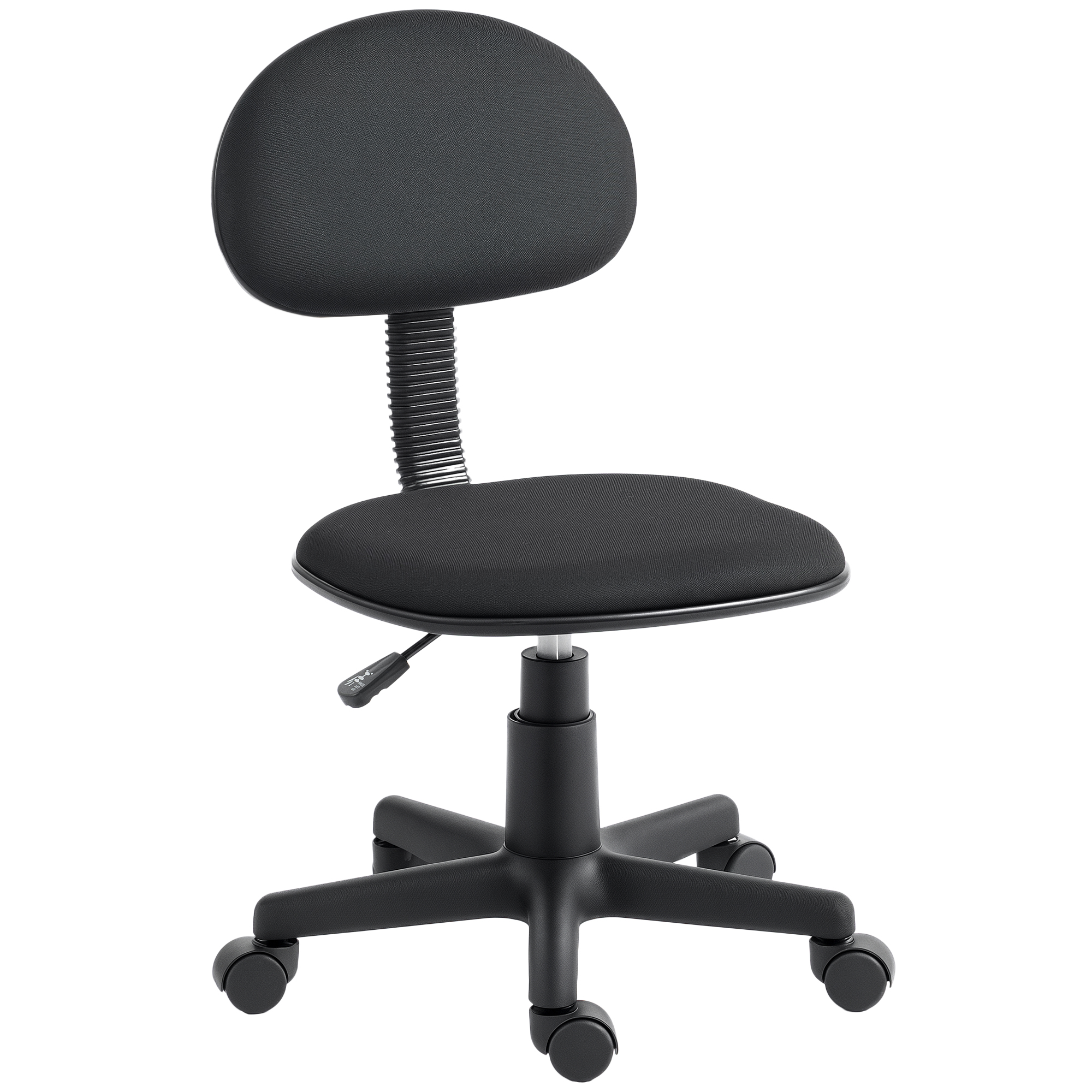HOMCOM Bürostuhl Schreibtischstuhl ohne Armlehnen höhenverstellbar Homeoffice Stuhl PC Stuhl mit 360°-Drehrollen, niedriges Rückenteil, Schwarz Aosom