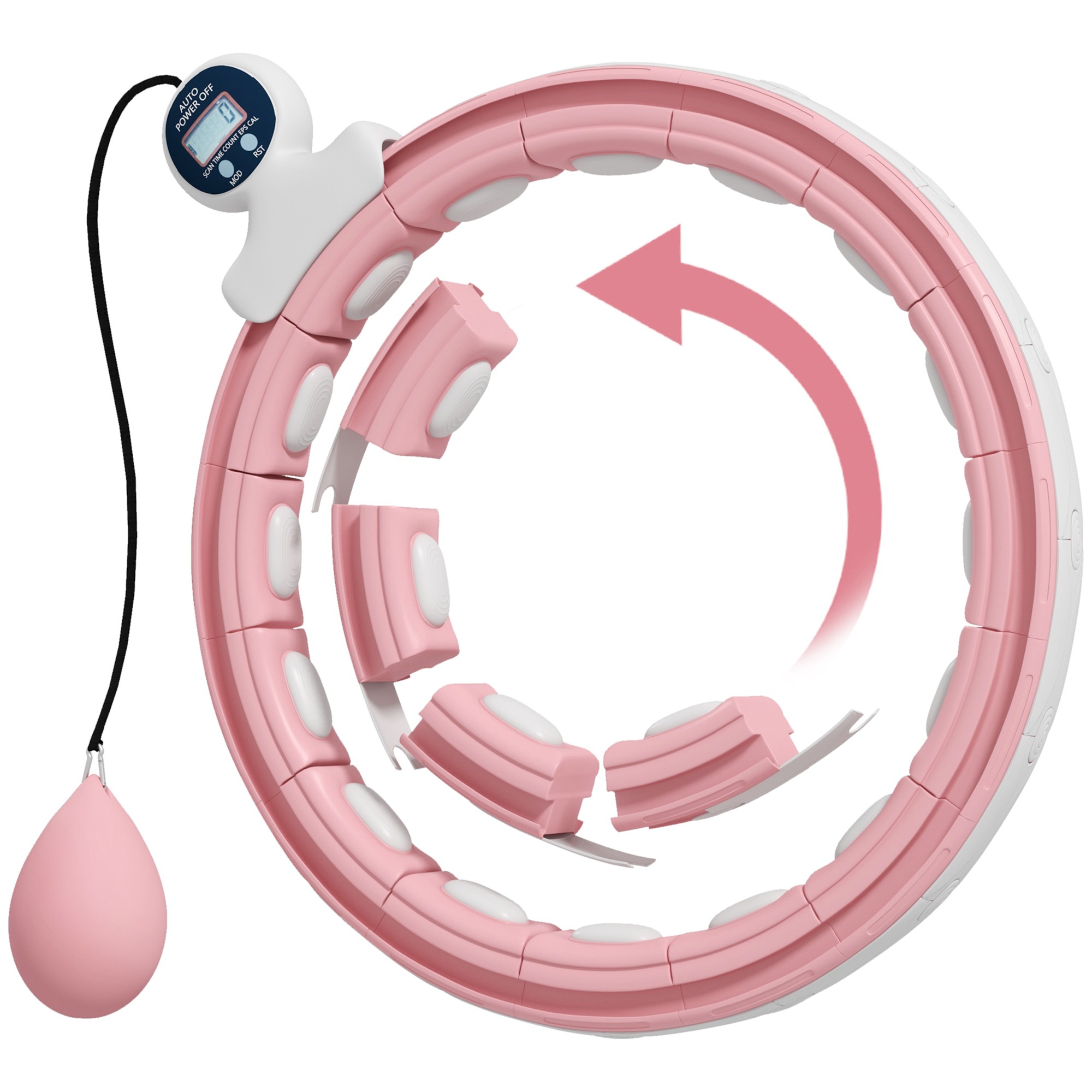 SPORTNOW Smart Hula Hoop Reifen Erwachsene mit Gewicht Kugel Zähler 16 Knoten (76-113cm) Einstellbar Fitness Leise Abnehmen Ausrüstung Infinity Hula-Hoop für Gewichtsverlust, Fitness Rosa Aosom