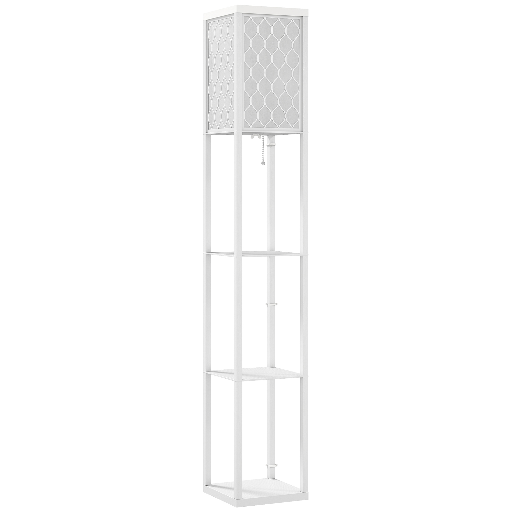 HOMCOM Stehlampe Wohnzimmer mit Regal, Stehleuchte Standleuchte mit E27 Fassung für Wohnzimmer Schlafzimmer, exkl. Glühbirne Aosom