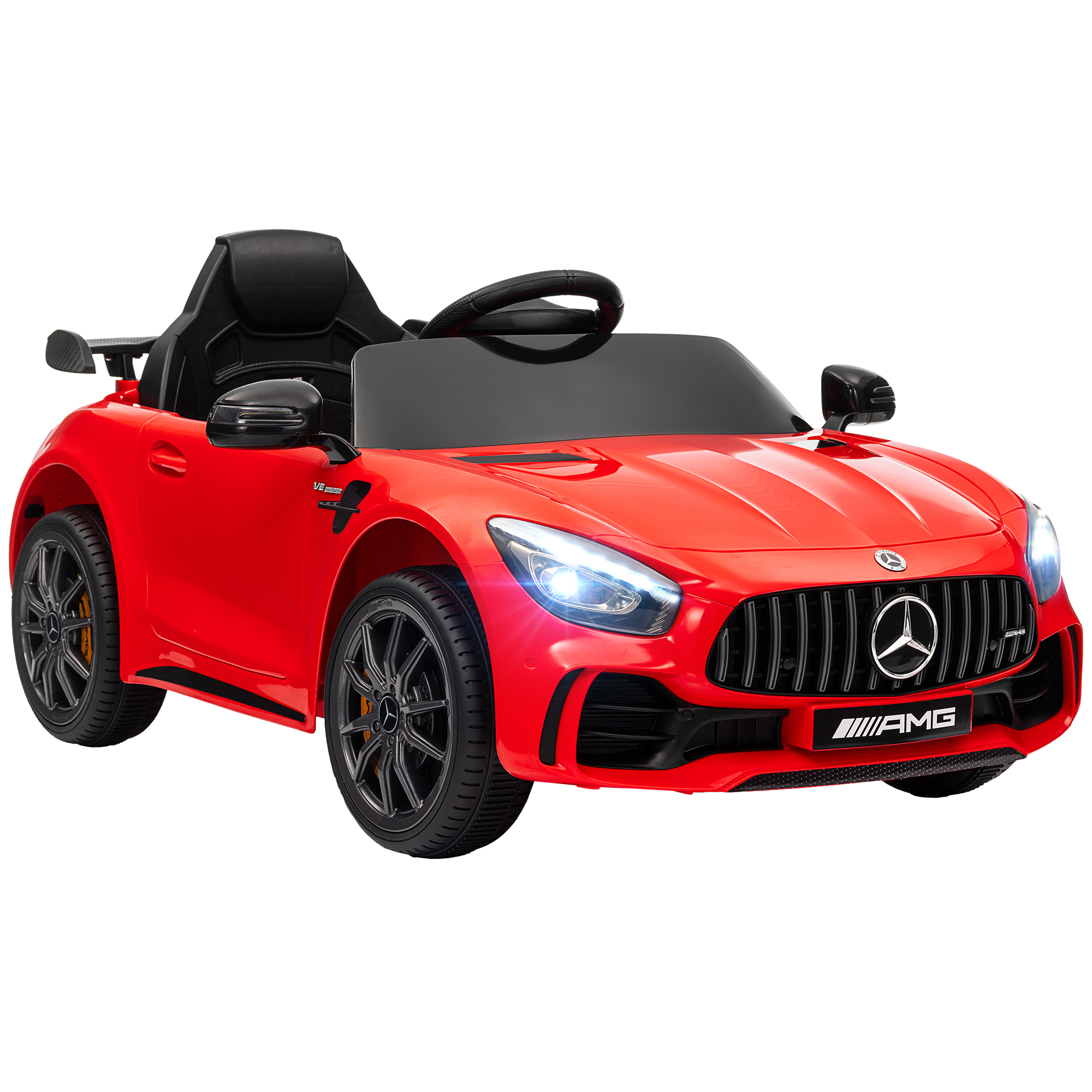 AIYAPLAY Kinder Elektroauto 12 V Kinderauto mit 2,4G Fernbedienung, USB, MP3, Musik, Elektrofahrzeug mit Lichten, Sanftstart, Rückwärtsfunktion, 3-5 km/h, für Kinder 3-6 Jahre, Rot   Aosom