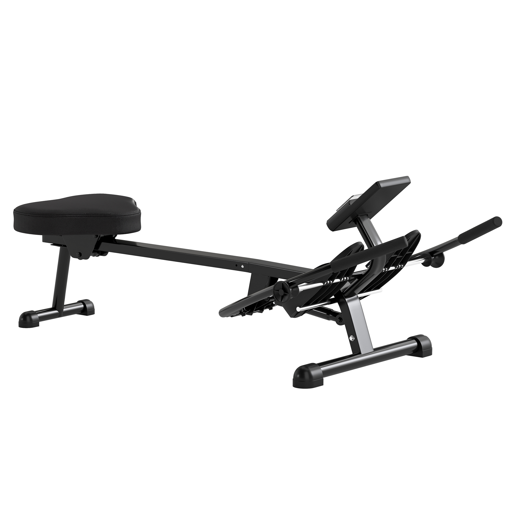 SPORTNOW Hydraulisches Rudergerät für Zuhause mit 12 Widerstandsstufen, Heimtrainer mit LCD-Bildschirm und rutschfesten Pedalen, Max. Kapazität 130 kg, für Ganzkörpertraining, Schwarz Aosom