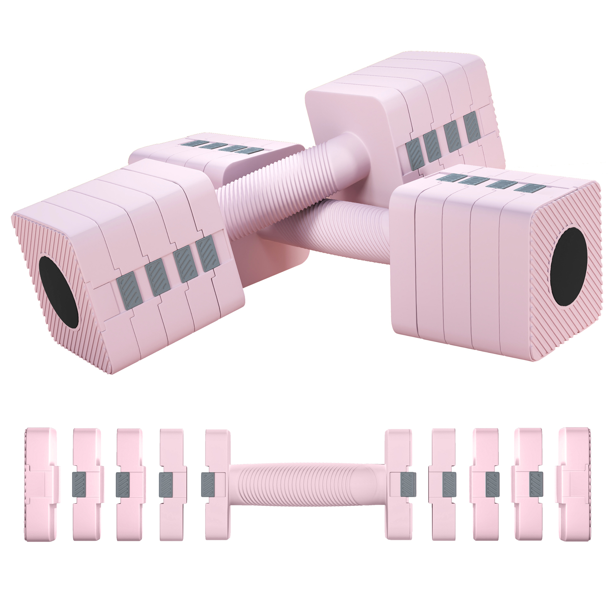 SPORTNOW Verstellbare Hantel, 2 x 5kg Hanteln mit rutschfest Griff, Quadratisch Kurzhantelset aus Stahl, Kurzhanteln, Dummbell Set für Zuhause, Fitnessstudio, Krafttraining Rosa Aosom