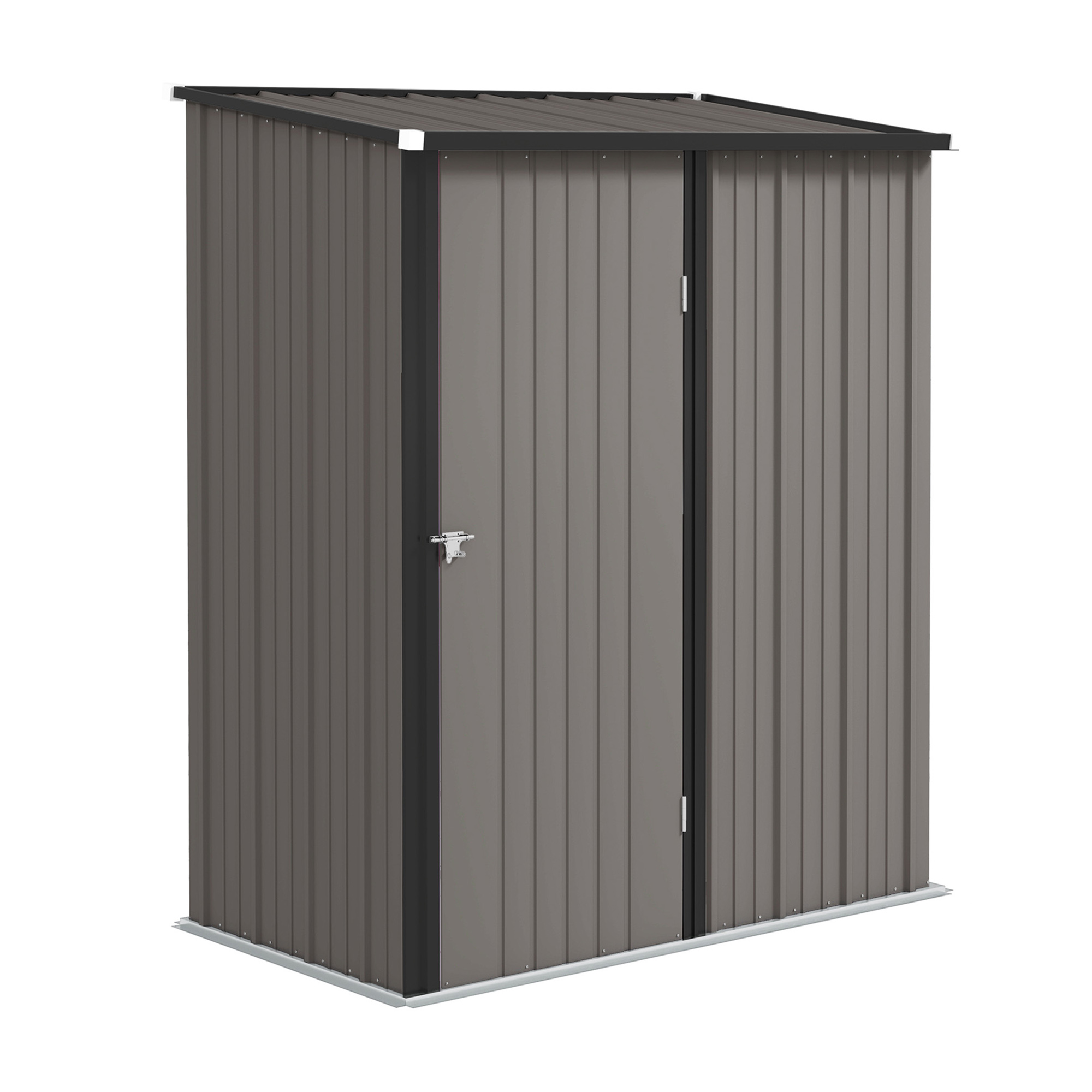 Outsunny Metall Gerätehaus 1,34m² 161,5 x 94,5 x 196cm Geräteschuppen mit Pultdach Abschließbarer Tür, wetterfest Garten Schuppen Outdoor Gartenhaus für Hinterhof Außenbereich Hellgrau Aosom