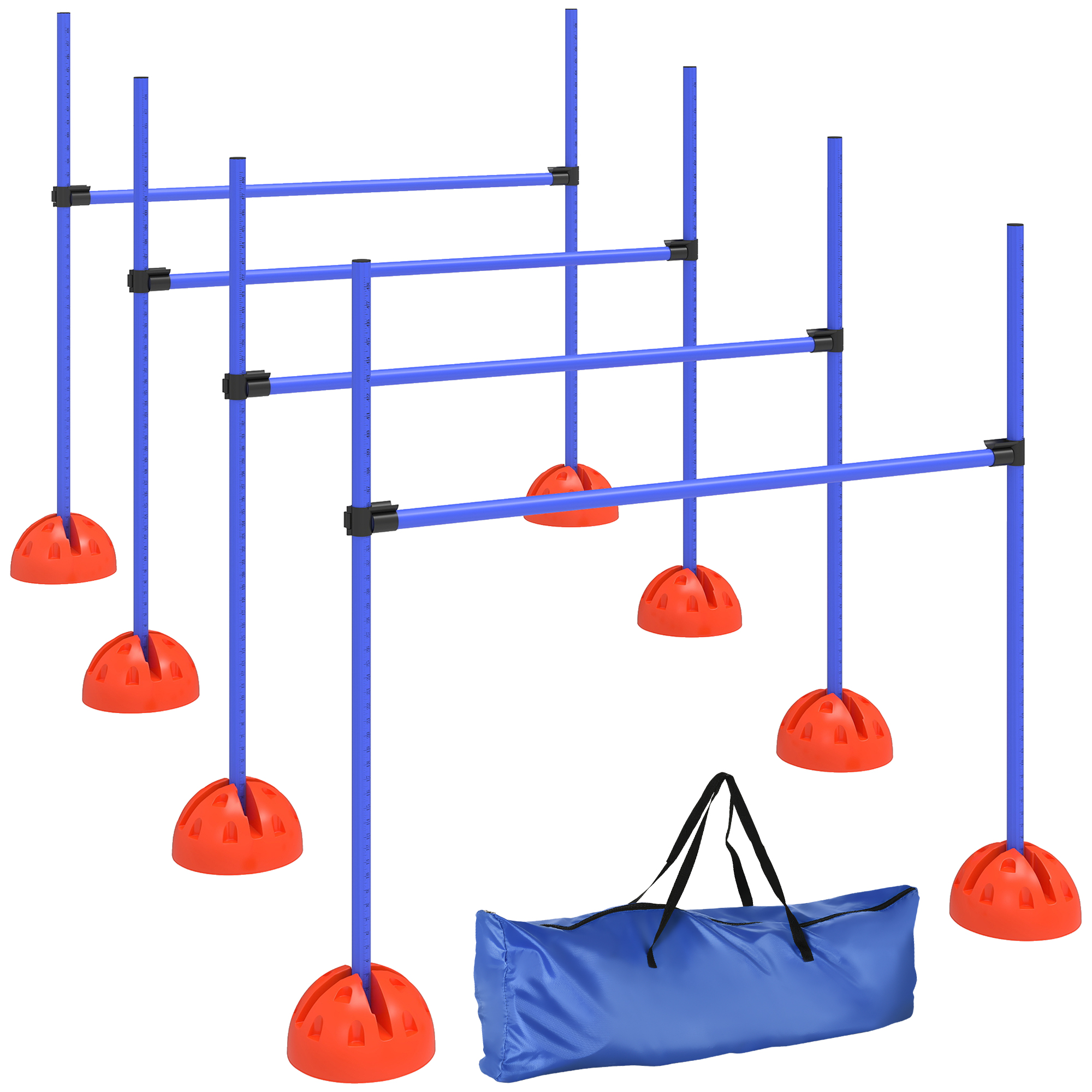 PawHut Agility Set Hunde 4-teiliges befüllbar Agility-Ausrüstung für Hundetraining Steckhürdenset mit höhenverstellbar Hürden Tragetasche Trainingszubehör Koordinationstraining für Spiele Training   Aosom