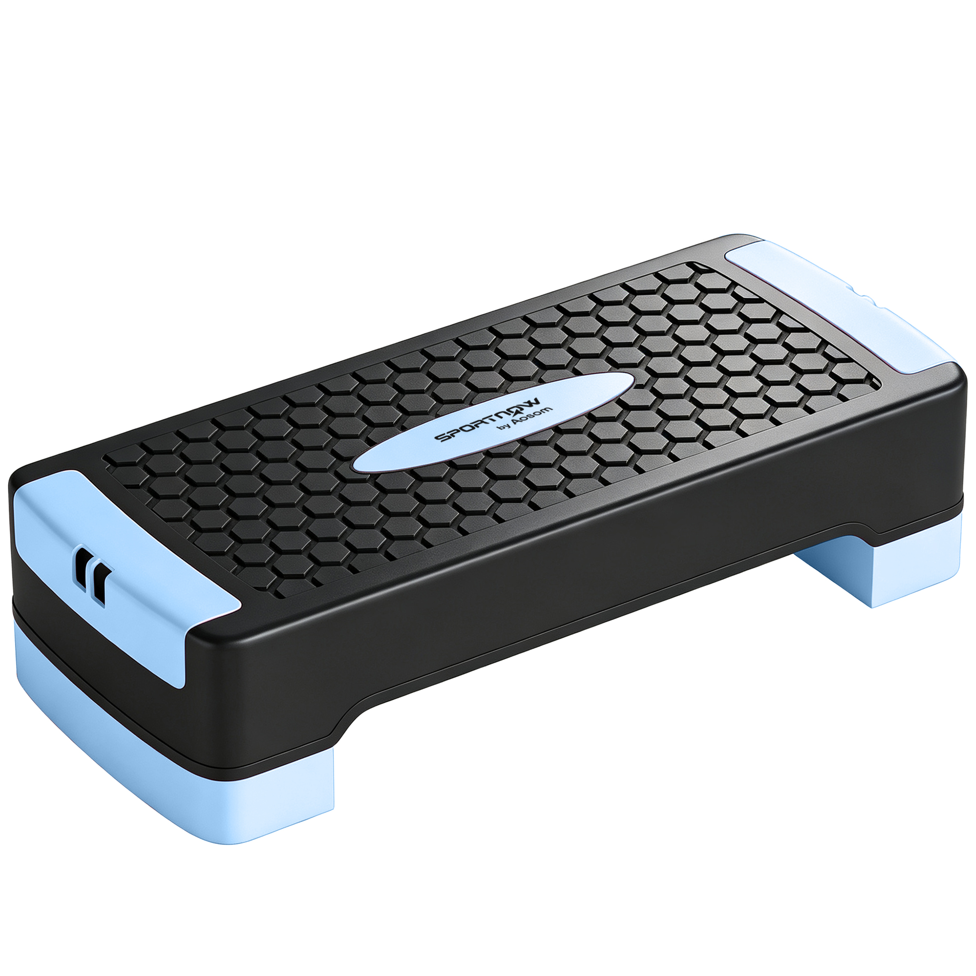 SPORTNOW Steppbrett höhenverstellbar Fitness Aerobic Stepper mit 2 Stufen (11/16 cm) 2 Widerstandsbändern, Anti-Rutsch-Matte, Rutschfest Step Bench für Zuhause Fitnessstudio Büro Blau Aosom