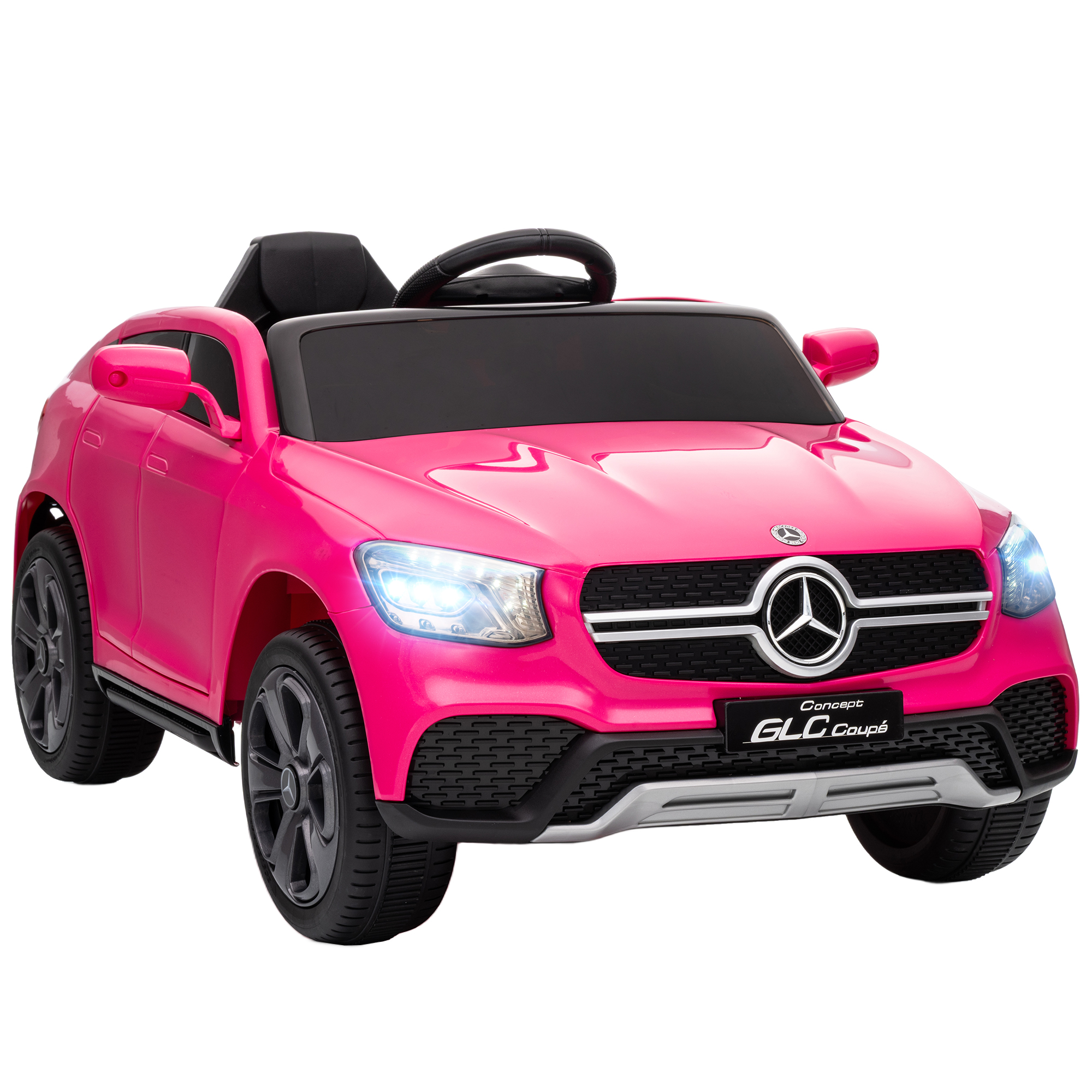 AIYAPLAY Kinder Elektroauto 12V Kinderauto mit 2,4 GHz Fernbedienung, 2 Motor, 3 Geschwindigkeiten, Kinderfahrzeug mit Softstart, MP3-Player, USB-Anschluss, LED-Leuchten, Hupe, für 3-6 Jahre, Rosa   Aosom