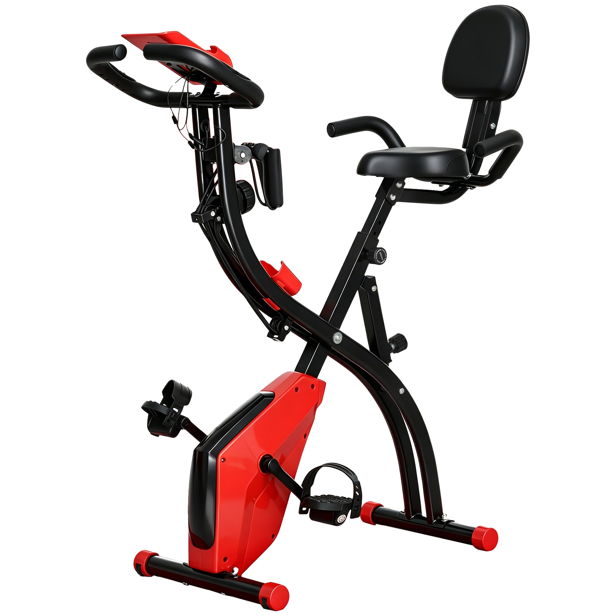 HOMCOM 2-in-1 Heimtrainer klappbar mit LCD-Display und 8-stufig einstellbarem Magnetwiderstand, inkl. 1 Paar Spannseil für effektives Training Aosom.de