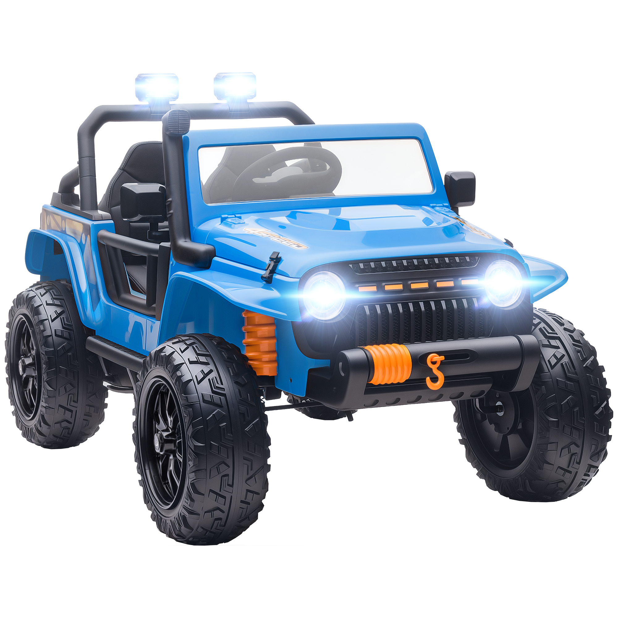 AIYAPLAY Kinder Elektroauto, 12V Kinderauto Elektrisch mit Fernbedienung, 2 Motor, Kinderfahrzeug mit Hupe, LED, Musik, Elektrofahrzeug mit Eltern-Kind-Sitz, 4 gefederten Rädern, für 3-8 Jahre, Blau Aosom