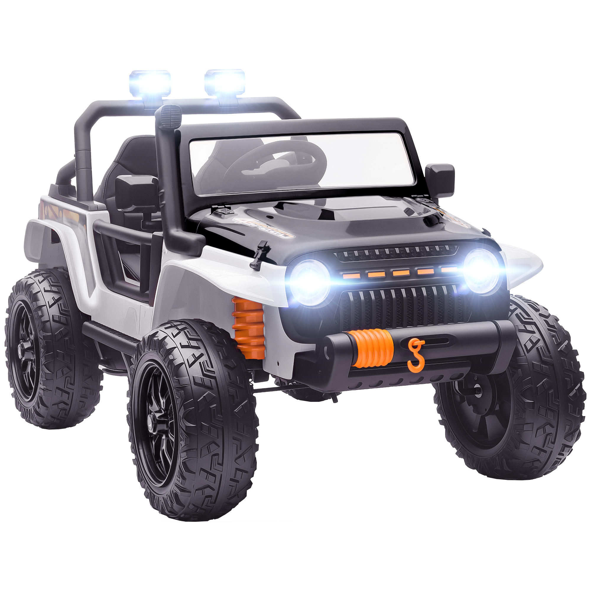 AIYAPLAY Kinder Elektroauto, 12V Kinderauto Elektrisch mit Fernbedienung, 2 Motor, Kinderfahrzeug mit Hupe, LED, Musik, Elektrofahrzeug mit Eltern-Kind-Sitz, 4 gefederten Rädern, für 3-8 Jahre, Weiß Aosom