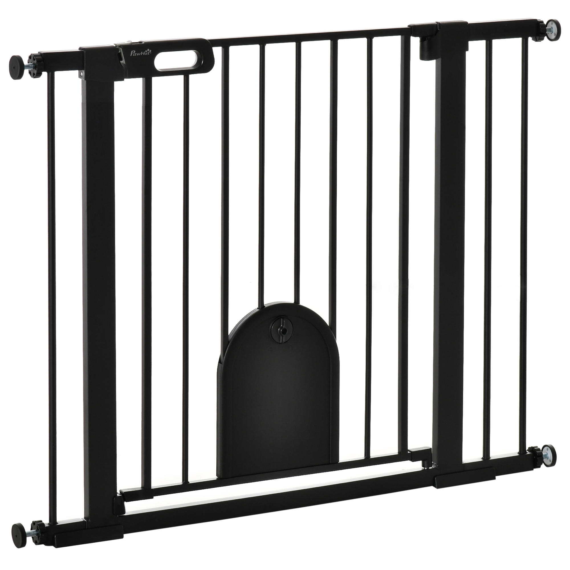 PawHut Türschutzgitter Treppenschutzgitter Hunde Absperrgitter Schutzgitter für Haustier Hundegitter Klemmbefestigung Stahl Schwarz 75-103 x 76 cm Aosom