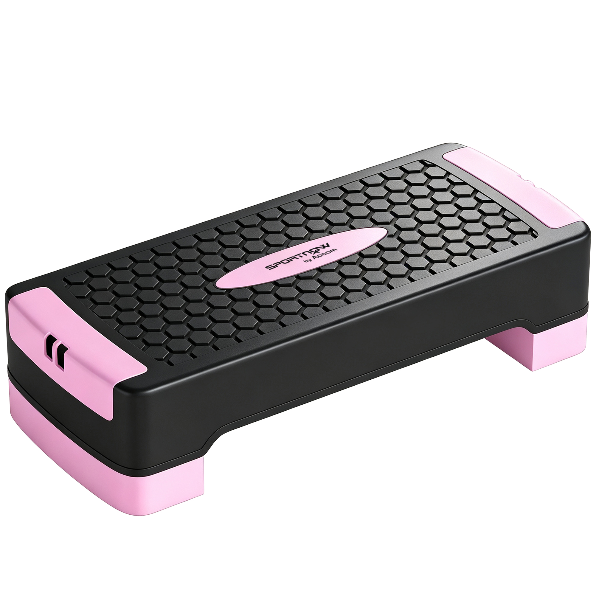 SPORTNOW Steppbrett höhenverstellbar Fitness Aerobic Stepper mit 2 Stufen (11/16 cm) 2 Widerstandsbändern, Anti-Rutsch-Matte, Rutschfest Step Bench für Zuhause Fitnessstudio Büro Rosa Aosom