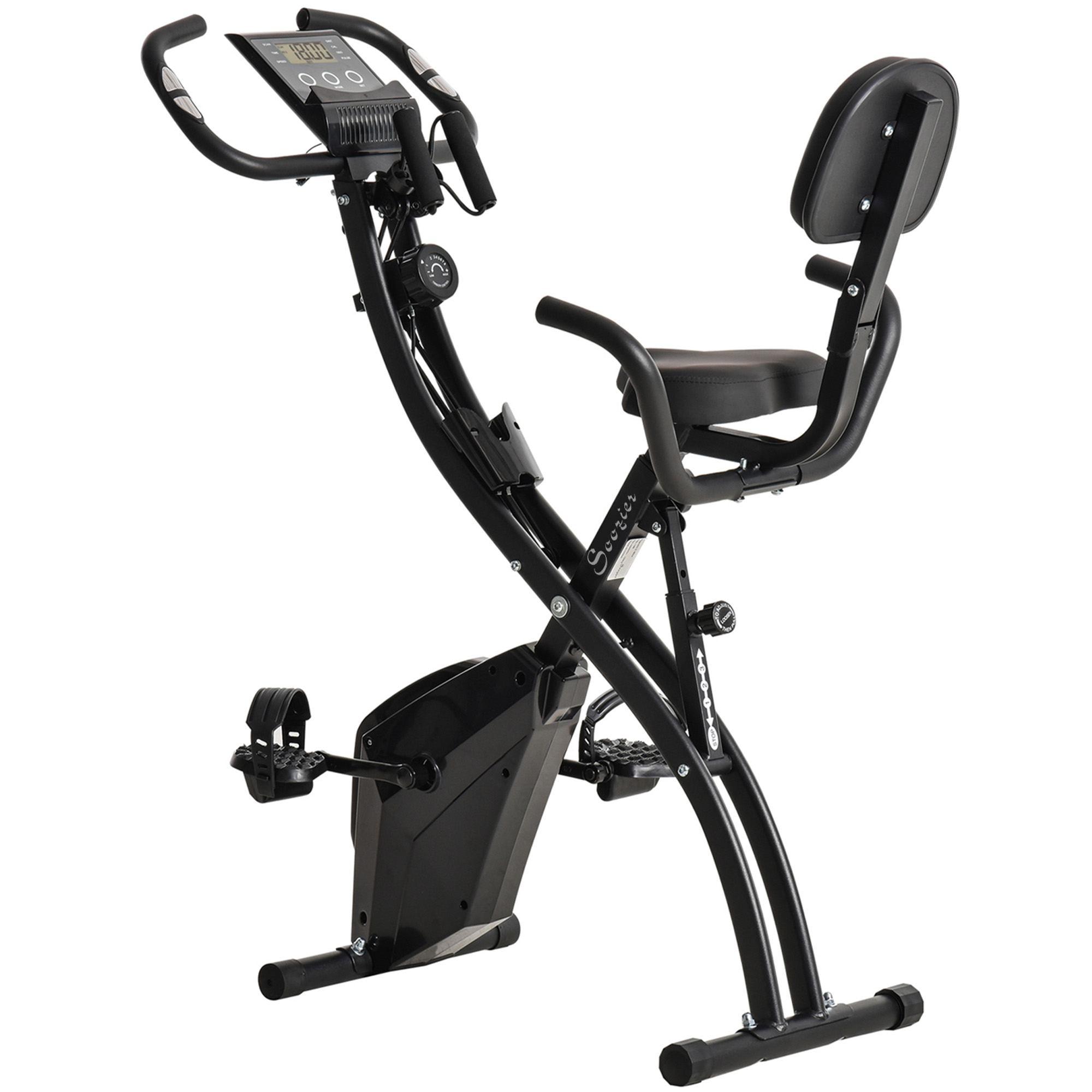HOMCOM Heimtrainer, 2-in-1 Fahrradtrainer, Hometrainer, klappbarer Trimmrad mit 8 stufig einstellbarem Magnetwiderstand, 1 Paar Spannseil Aosom