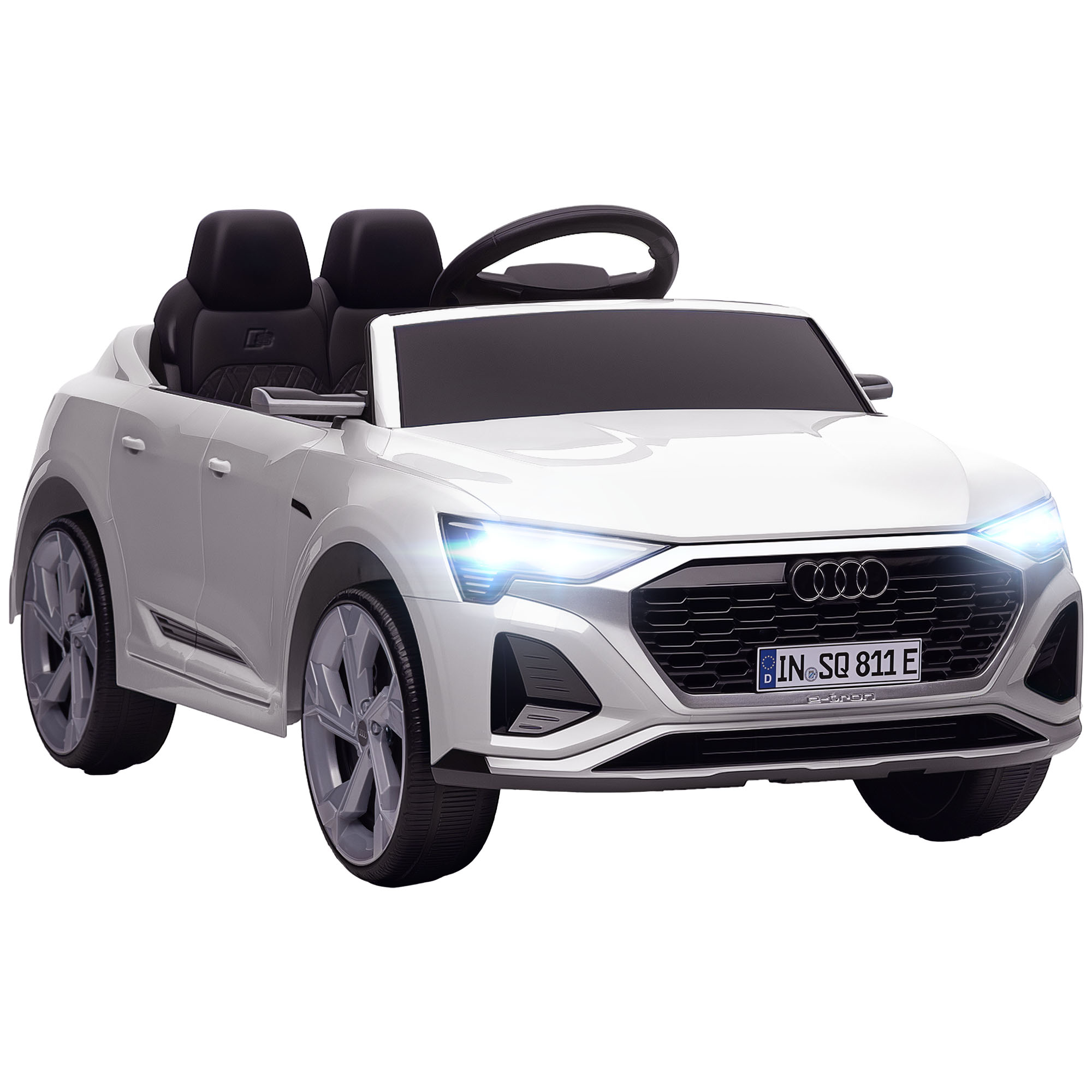 AIYAPLAY Kinder Elektroauto 12V Kinderauto mit 2,4G Fernbedienung, MP3 Musik & Hupe, Elektrofahrzeug mit Scheinwerfer, 4 gefederte Räder, 3-5 km/h, für 3-6 Jahre Kinder, Weiß Aosom