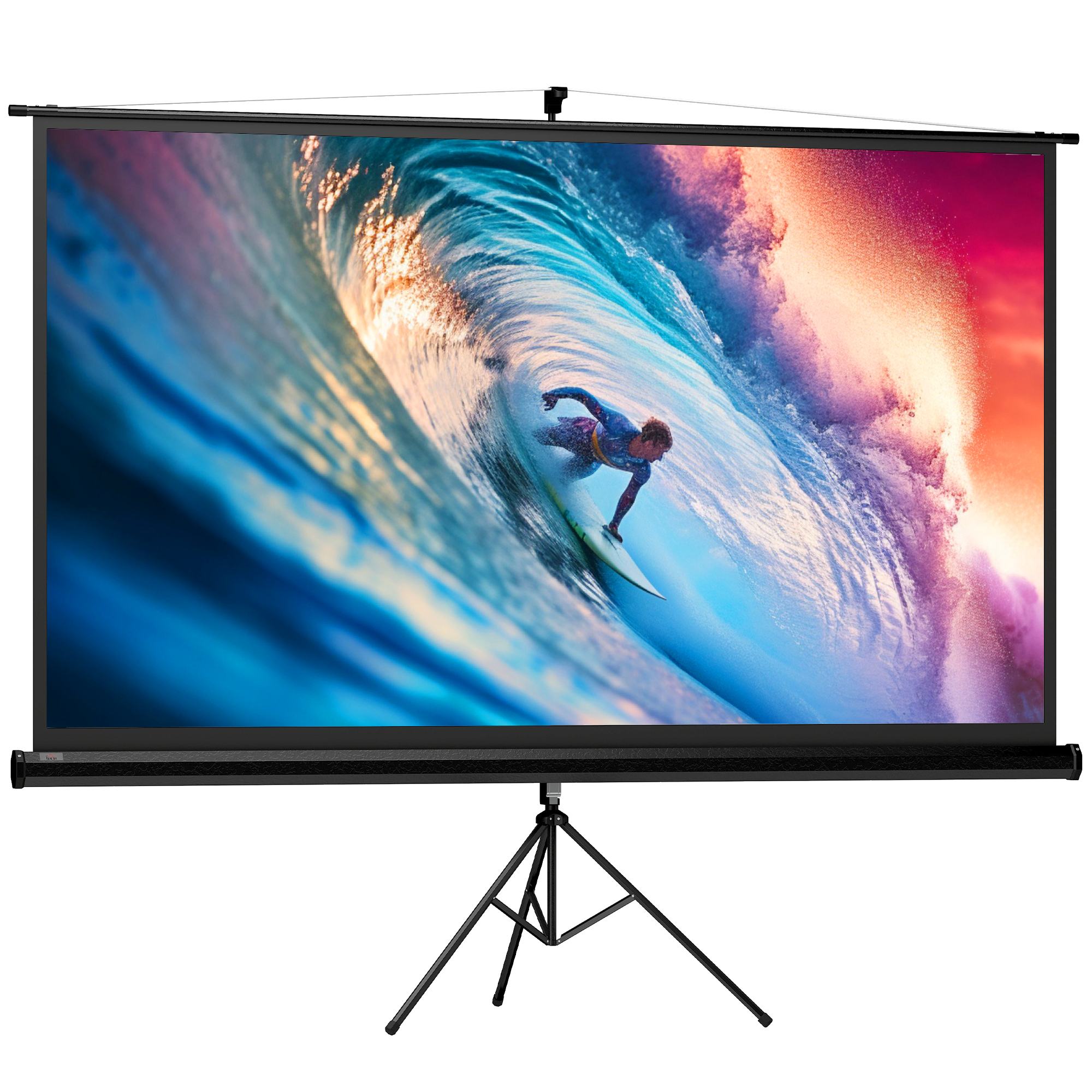 HOMCOM Beamer Leinwand mit Stativ 221 x 124 cm 100 Zoll 16:9 HD 4K Projektionsleinwand Rollo-Leinwand für Heimkino Büro-Präsentationen Aosom