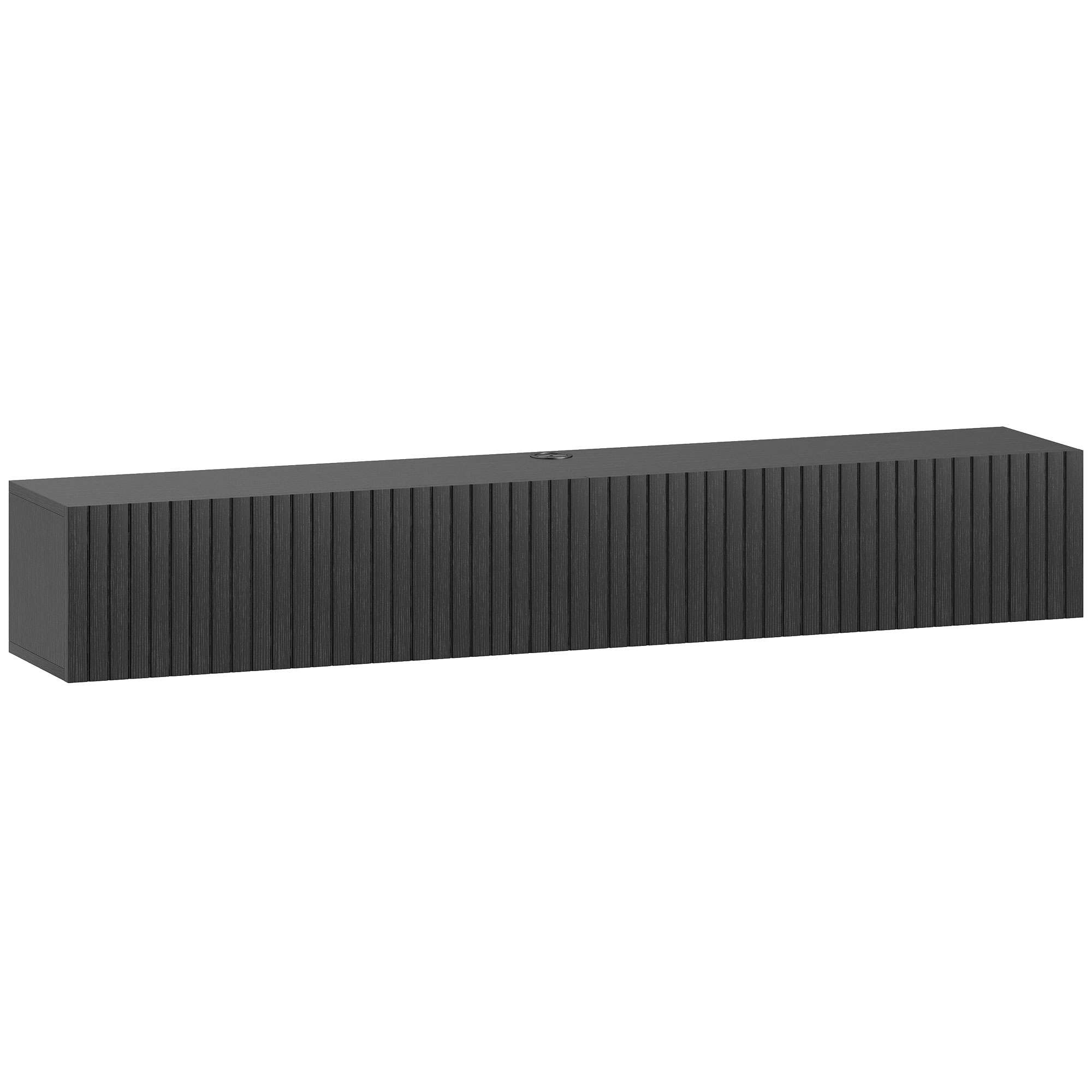 HOMCOM schwebendes TV-Möbel 140 cm, TV-Bank für Fernseher bis 183 cm mit 2 geriffelten Klapptüren, Wand-TV-Bank für Wohnzimmer, Schlafzimmer, schwarz Aosom