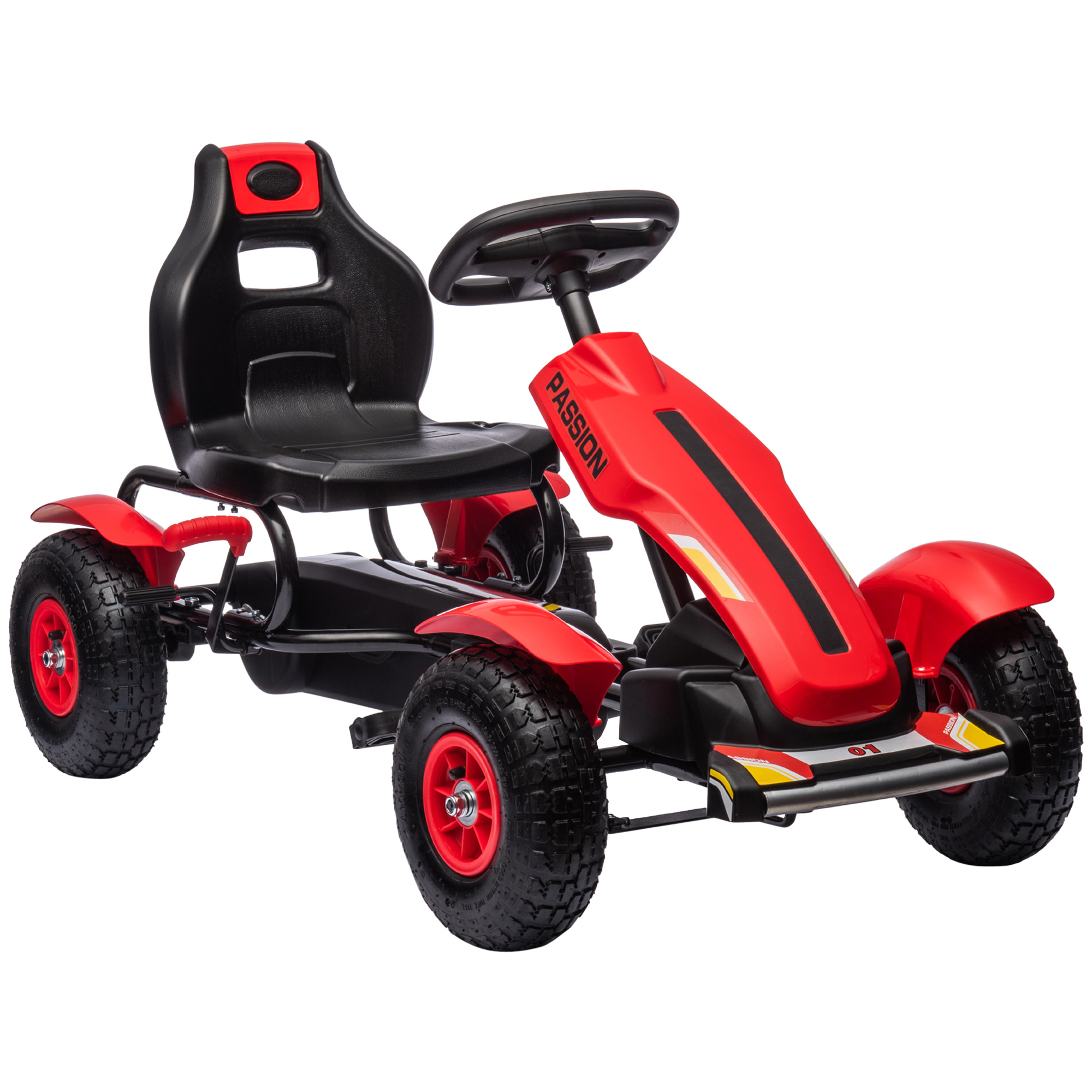 HOMCOM Gokart Tretauto mit Handbremse, verstellbarem Sitz, Vor- und Rückwärtsgang, Pedal-Gokart bis 50kg Tretfahrzeug Kinderspielzeug Kinderfahrzeug Kettcar für Kinder 5-12 Jahren Rot   Aosom