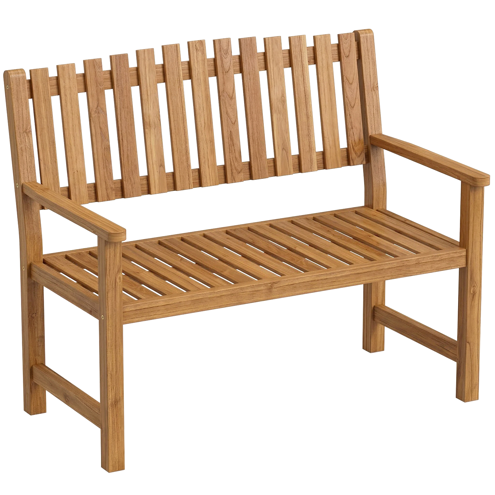 Outsunny Gartenbank 2-Sitzer FSC Holzbank mit Lamelldesign Armlehnen, Holz Sitzbank bis 320 kg Balkonbank für 2 Personen, Garten Bank für Garten Balkon Terrasse 112 x 64 x 92 cm Naturholz Aosom