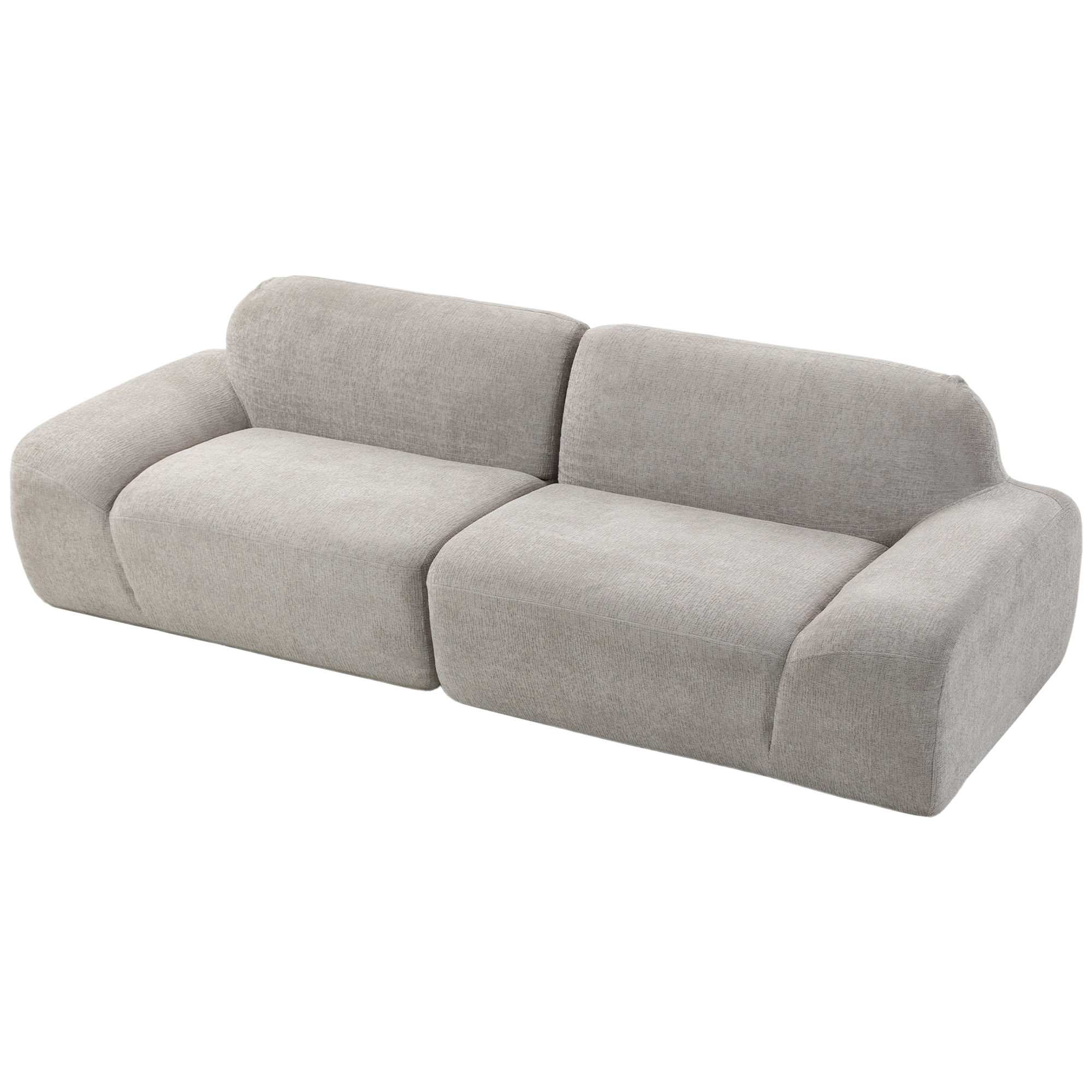 HOMCOM 3-Sitzer-Sofa, 244 cm rahmenloses modulares Sofa mit breiter Sitzfläche, dicker Polsterung, modernes kompaktes Chenille-Sofa für Wohnzimmer, Hellgrau   Aosom
