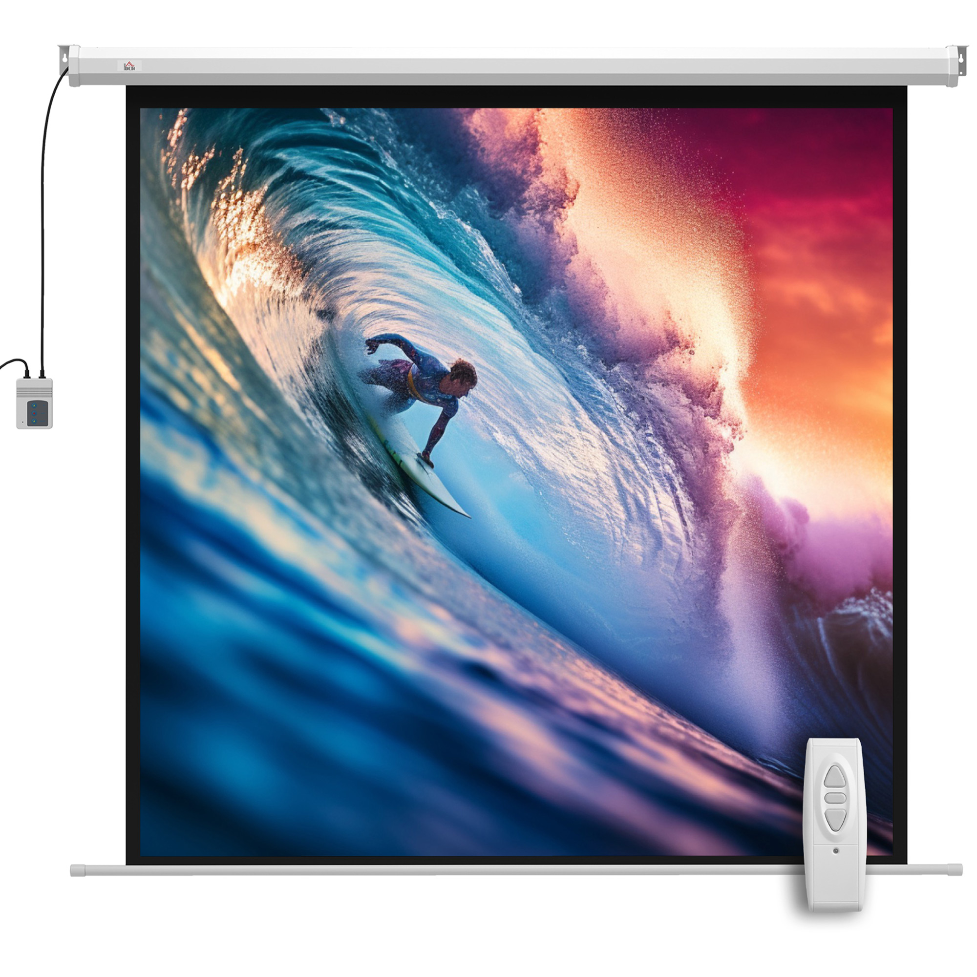 HOMCOM Beamer Leinwand 176,5 x 176,5 cm 85 Zoll 1:1 HD 4K Rollo-Leinwand Projektionsleinwand für Heimkino Büro-Präsentationen   Aosom