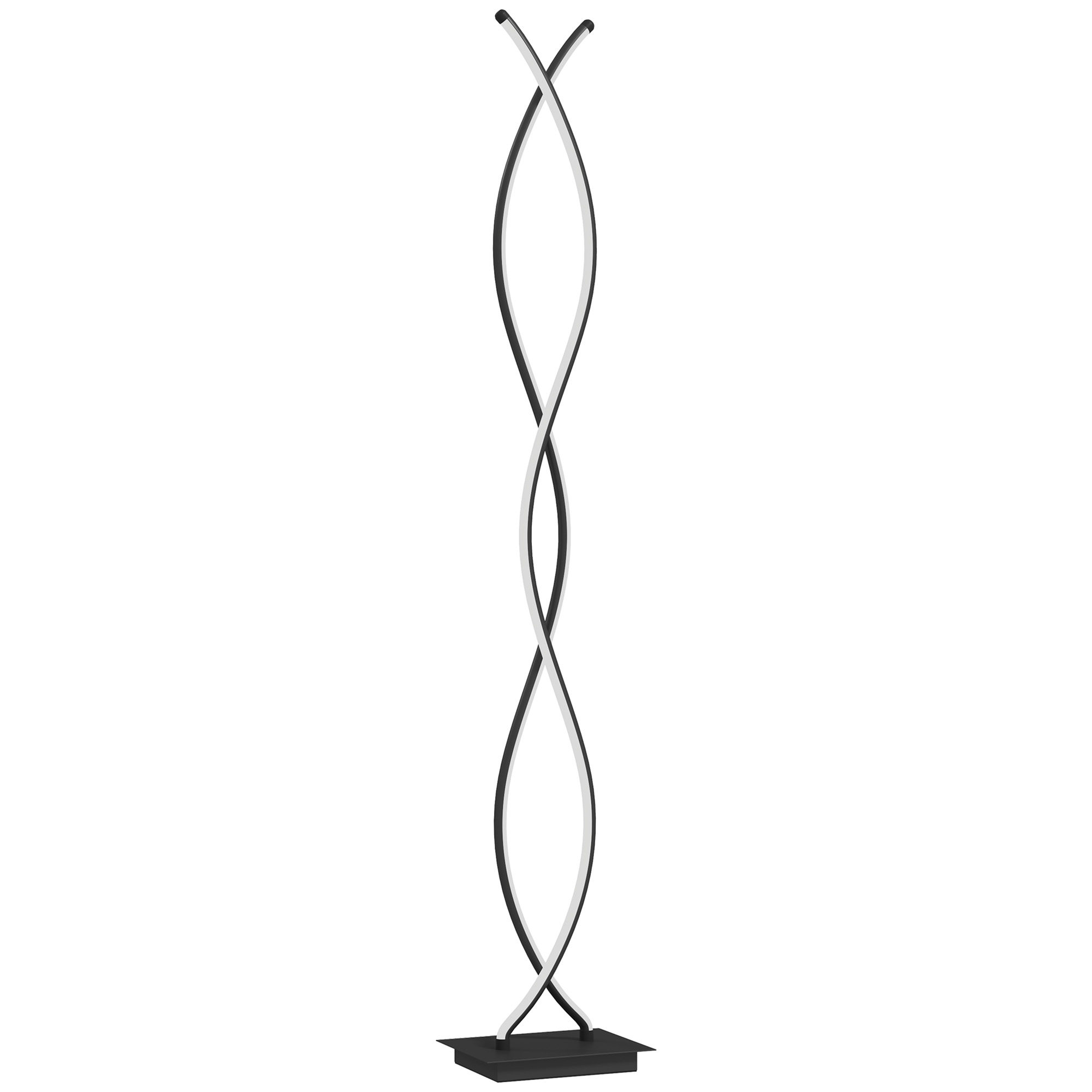 HOMCOM LED Stehlampe Wohnzimmer Dimmbar Stehleuchte mit Fußschalter, 144 cm Standleuchte Standlampe mit Doppelter Spiralenform für Schlafzimmer Wohnzimmer Schwarz Aosom