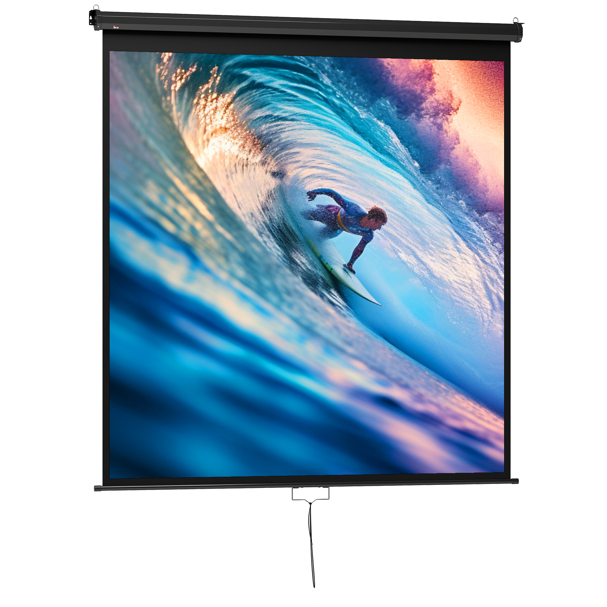 HOMCOM Beamer Leinwand 178 x 178 cm 99 Zoll 1:1 HD 4K Projektionsleinwand Rollo-Leinwand für Heimkino Büro-Präsentationen Aosom
