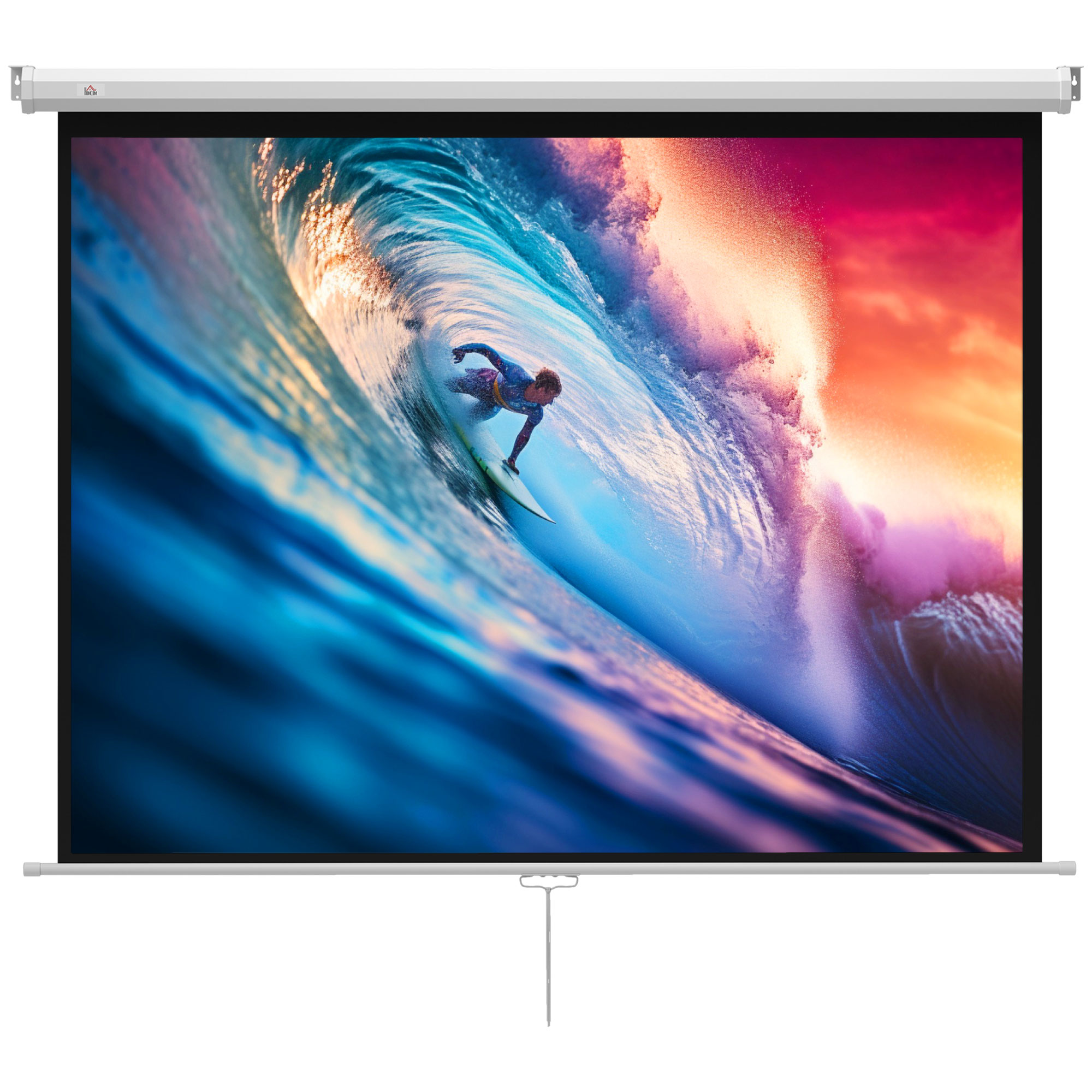 HOMCOM Beamer Leinwand 171 x 128 cm 84 Zoll 4:3 HD 4K Projektionsleinwand Rollo-Leinwand für Heimkino Büro-Präsentationen   Aosom